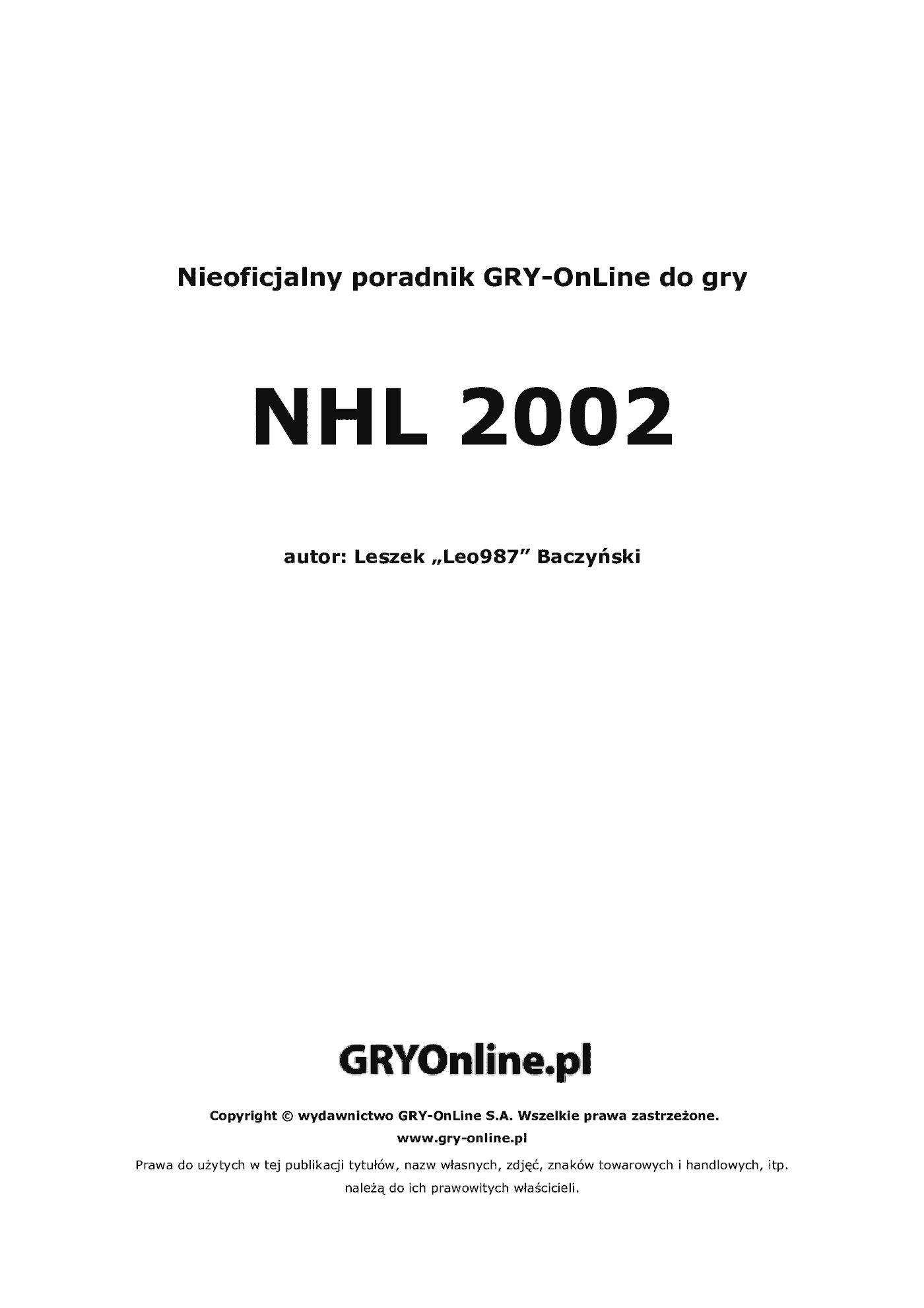 Fragment „NHL 2002 - poradnik do gry” — strona 2 z 8