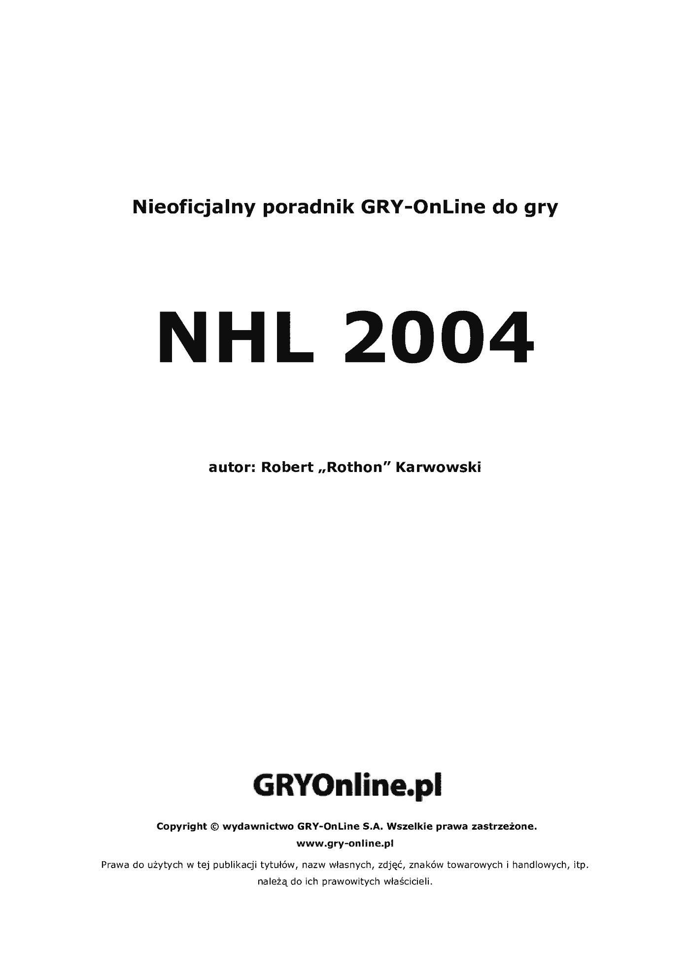Fragment „NHL 2004 - poradnik do gry” — strona 2 z 8
