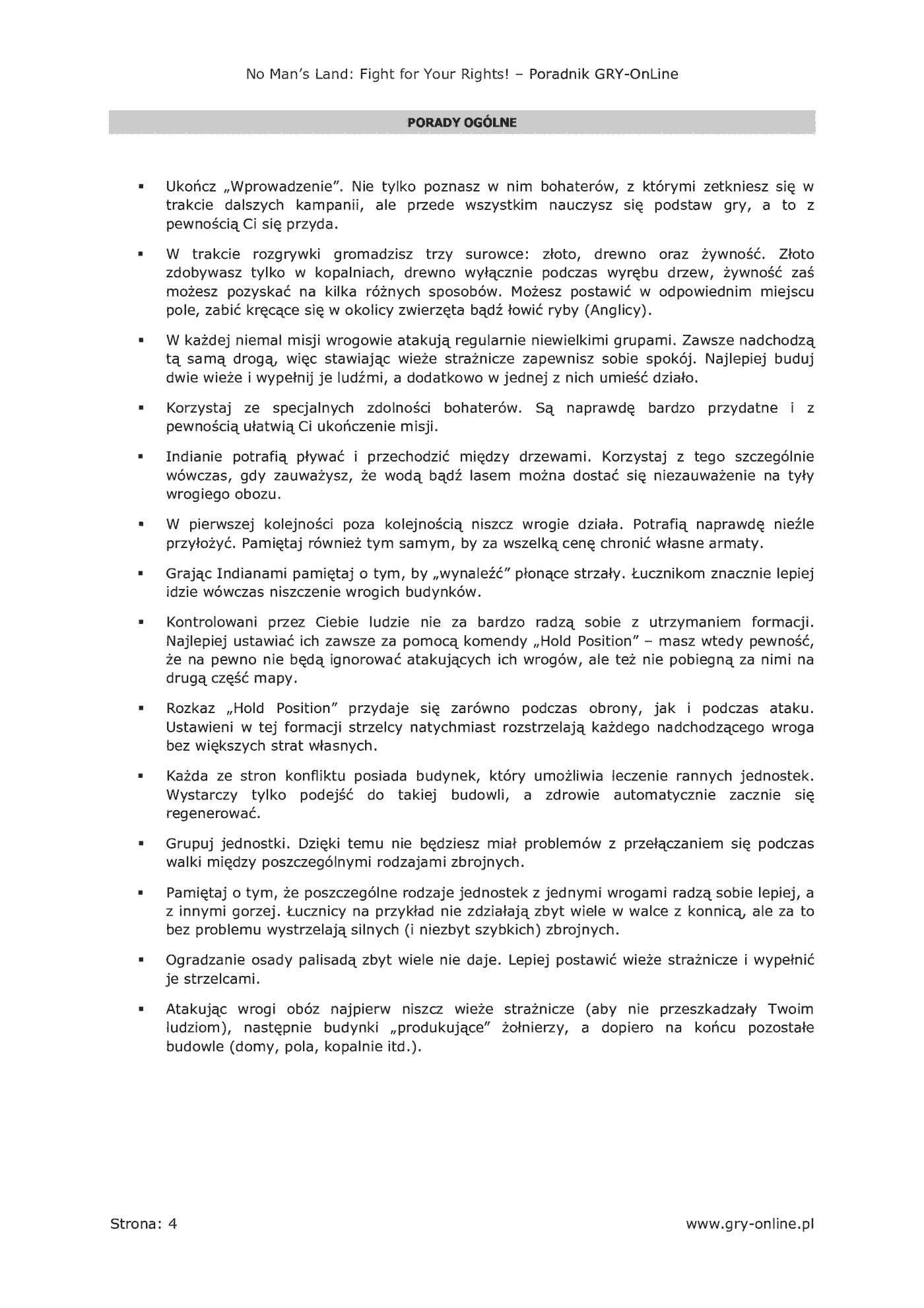 Fragment „No Man's Land: Fight For Your Rights! - poradnik do gry” — strona 5 z 8