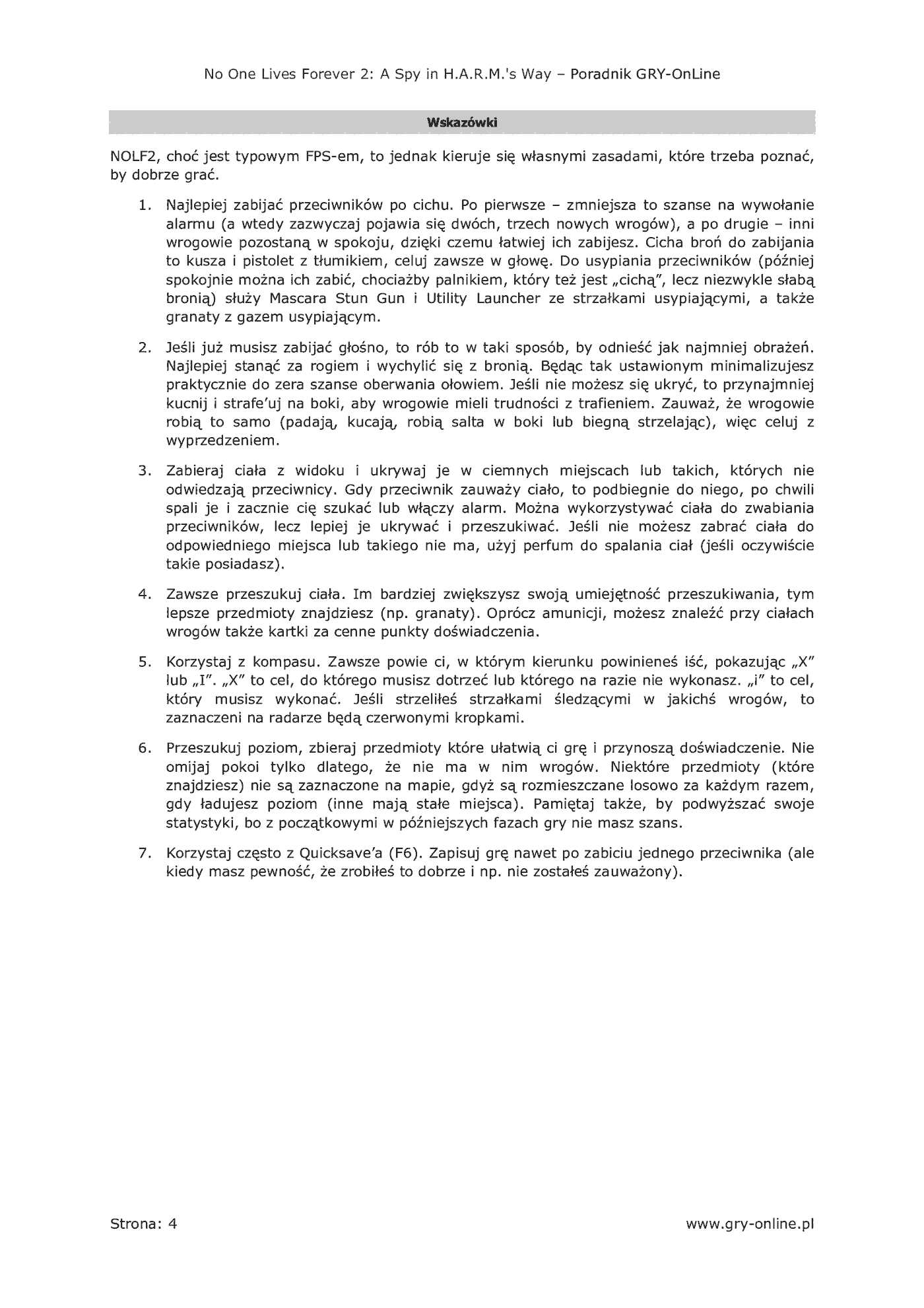 Fragment „No One Lives Forever 2: A Spy in H.A.R.M.'s Way - poradnik do gry” — strona 5 z 8
