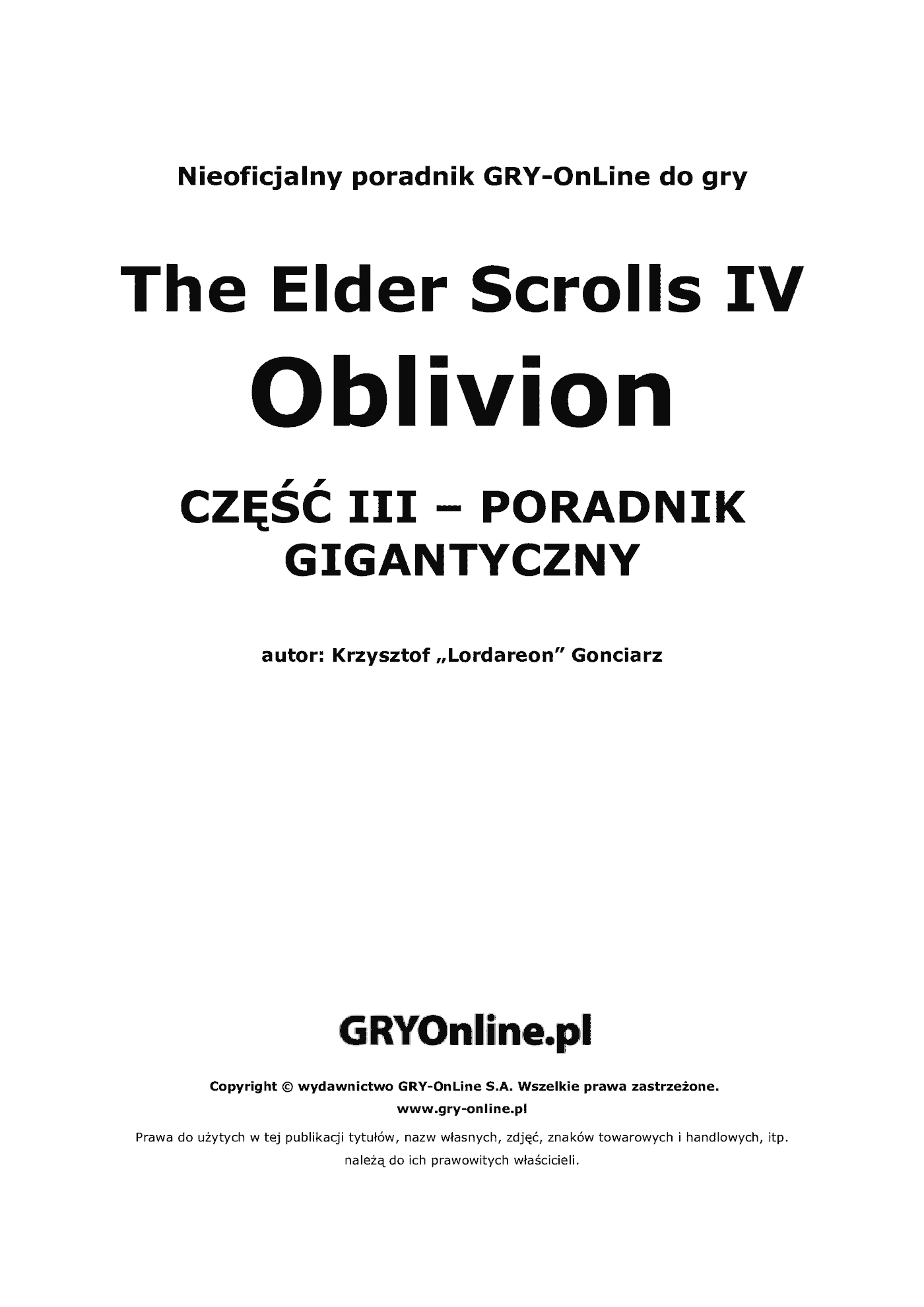 Fragment „Oblivion - atlas świata - poradnik do gry” — strona 2 z 8