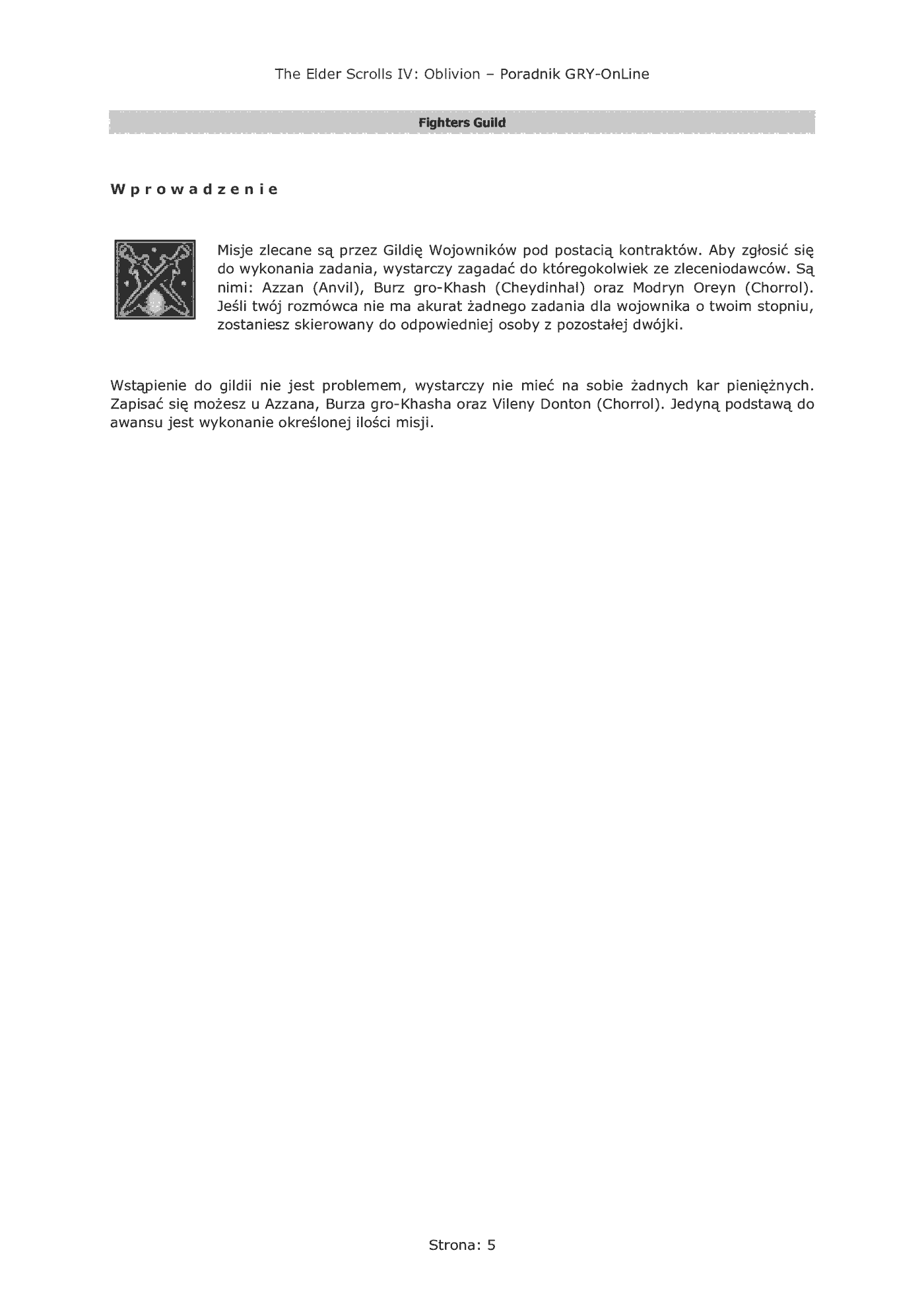 Fragment „Oblivion - zadania gildii - poradnik do gry” — strona 6 z 8