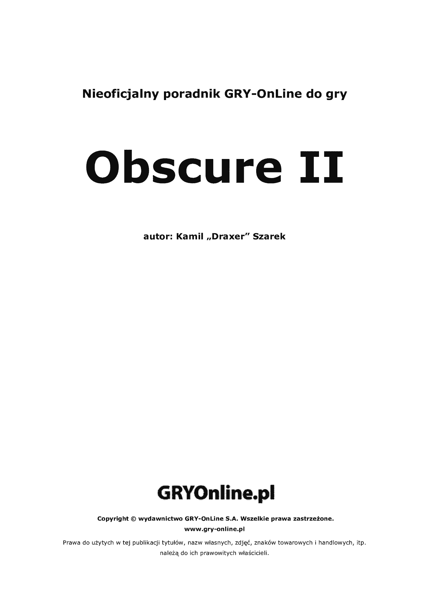 Fragment „Obscure II - poradnik do gry” — strona 2 z 8