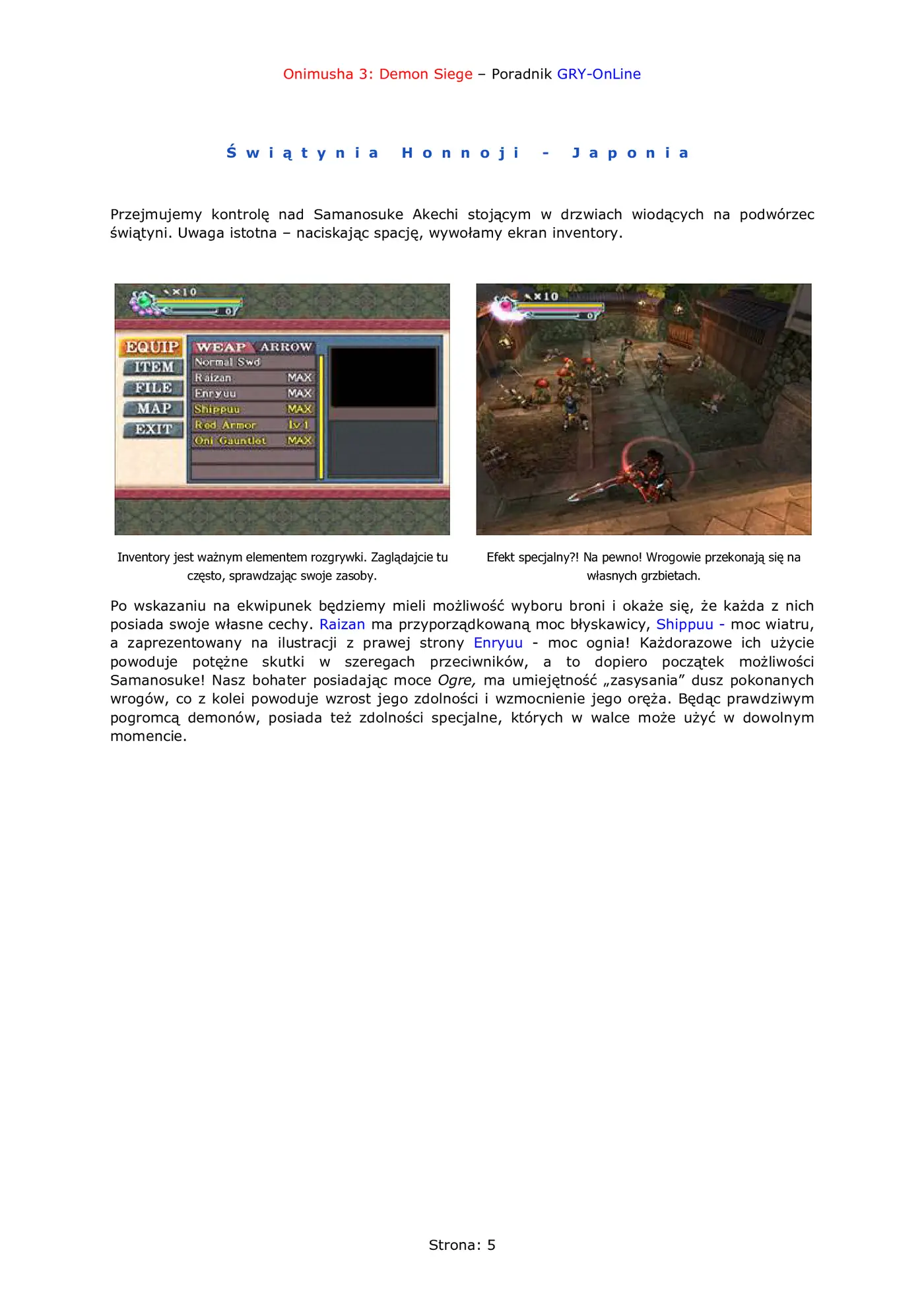 Fragment „Onimusha 3: Demon Siege - poradnik do gry” — strona 6 z 8