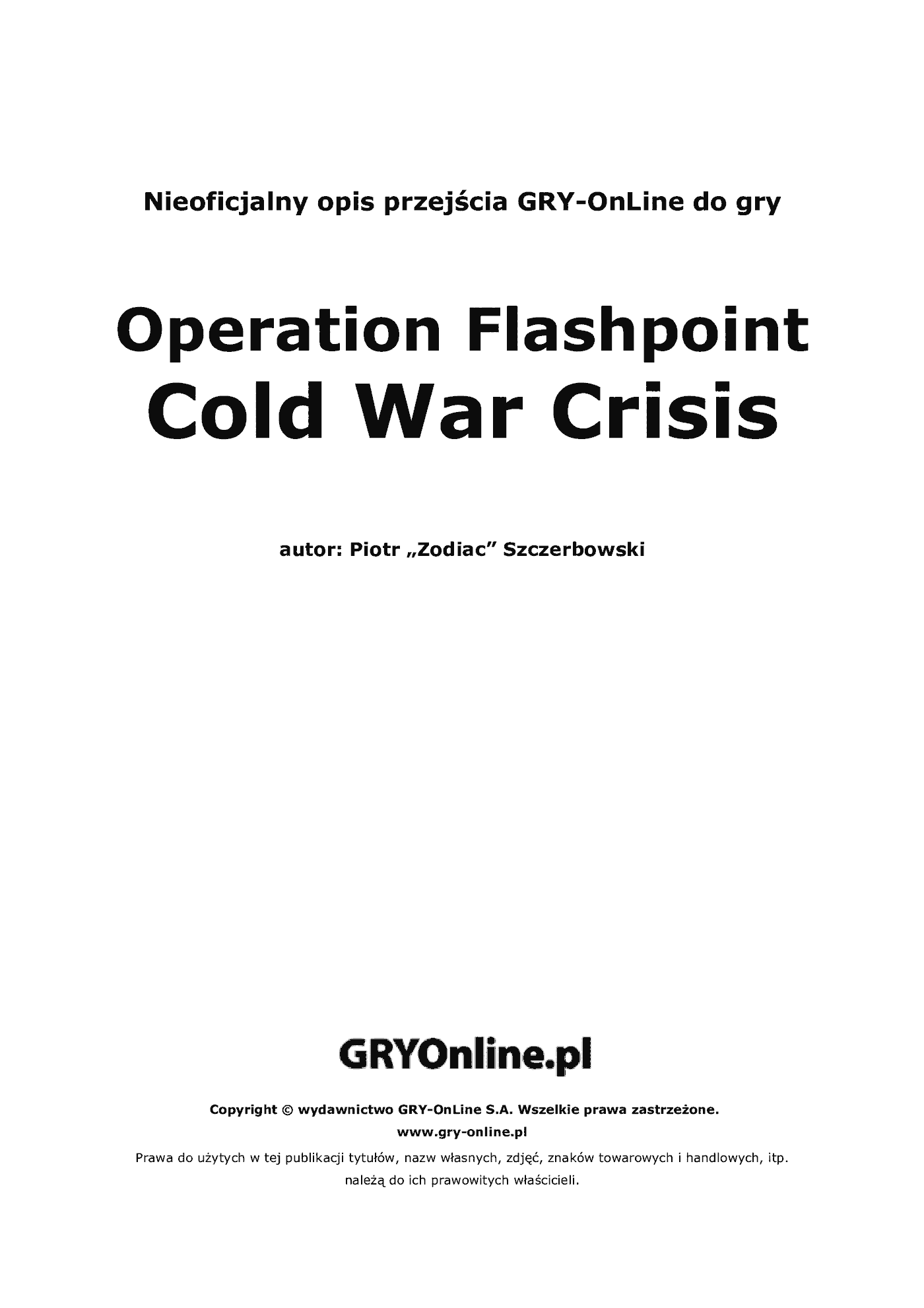 Fragment „Operation Flashpoint: Cold War Crisis - poradnik do gry” — strona 2 z 8