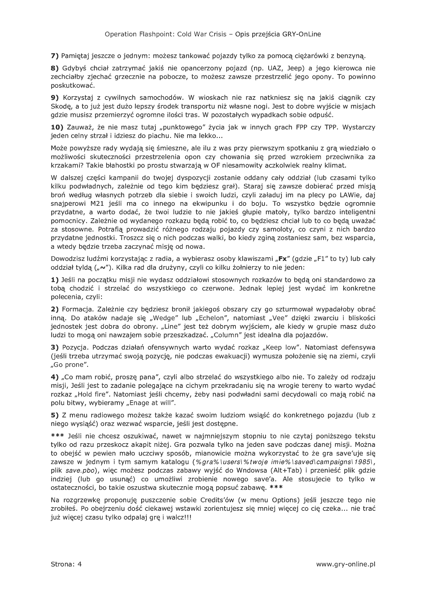 Fragment „Operation Flashpoint: Cold War Crisis - poradnik do gry” — strona 5 z 8
