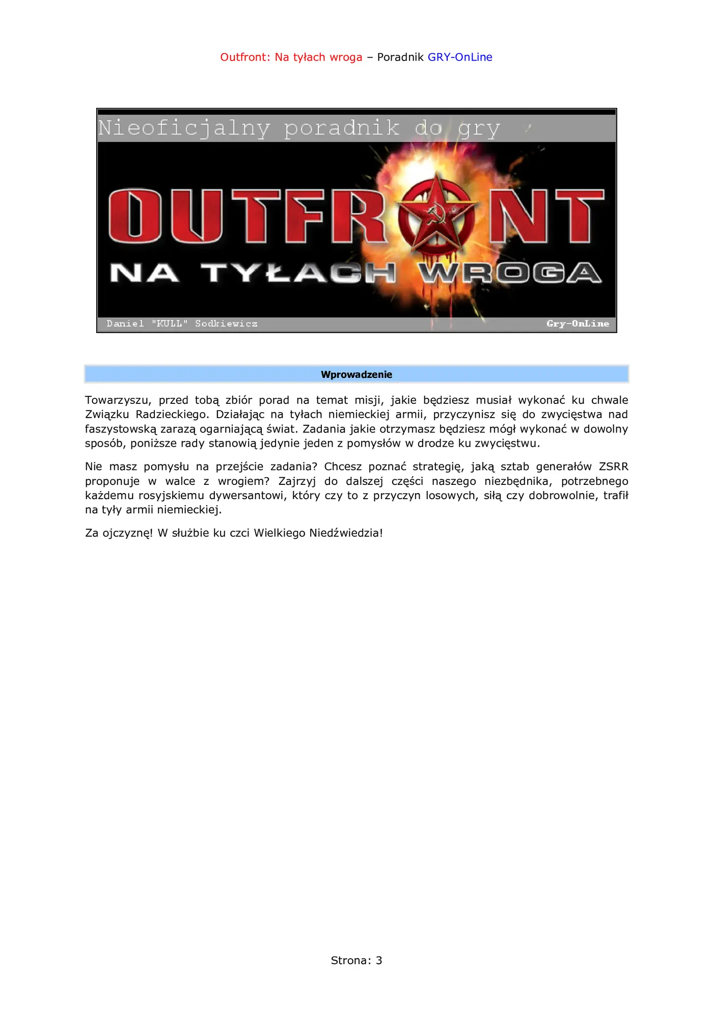 Fragment „Outfront: Na Tyłach Wroga - poradnik do gry” — strona 4 z 8