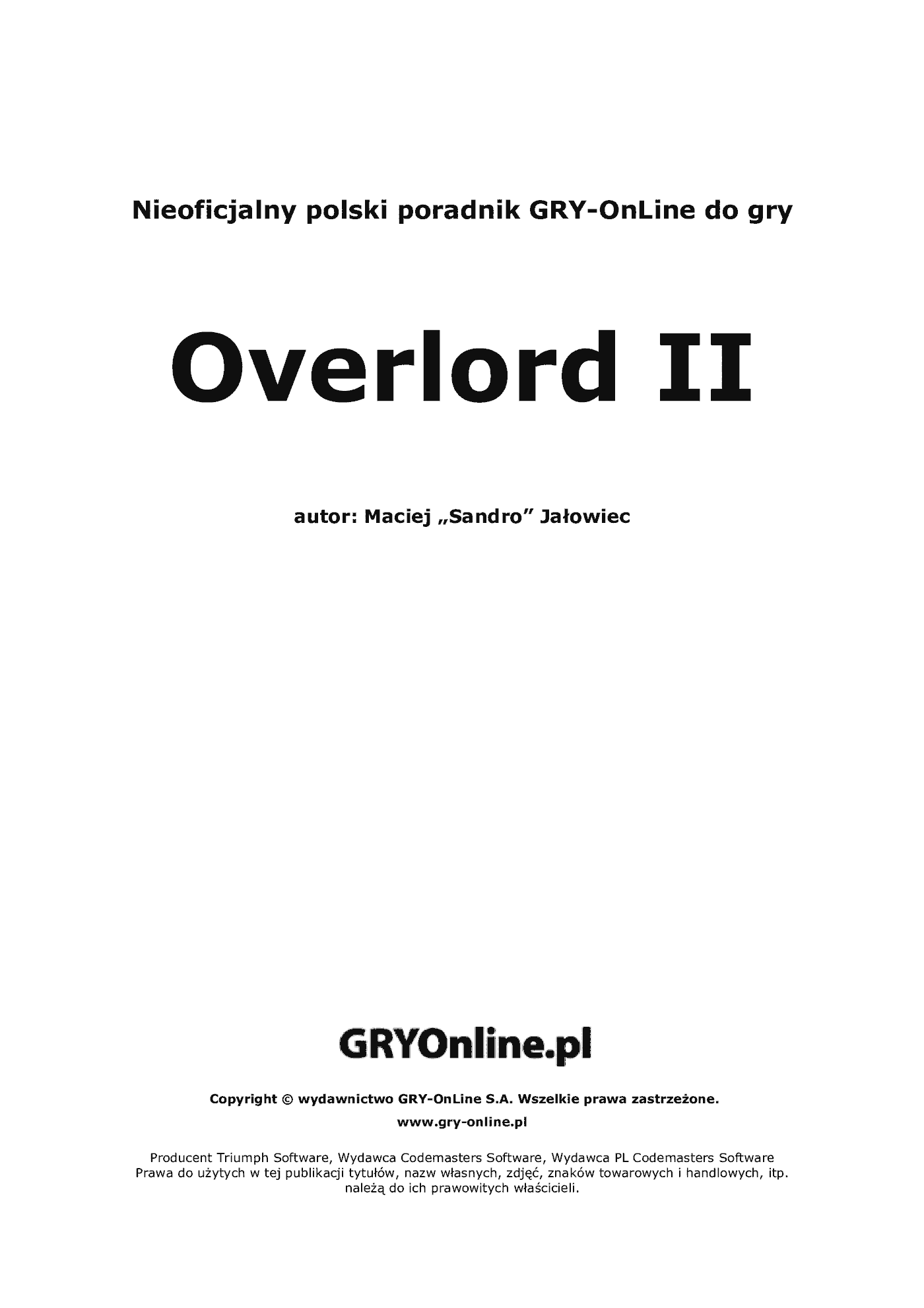 Fragment „Overlord II - poradnik do gry” — strona 2 z 8