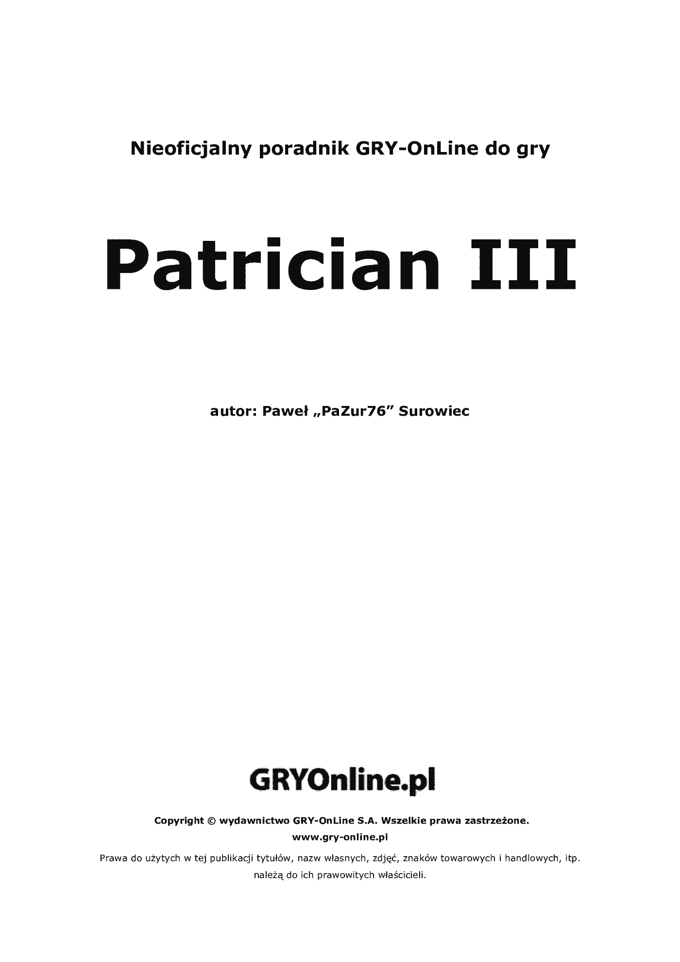 Fragment „Patrician III: Rise of the Hanse - poradnik do gry” — strona 2 z 8