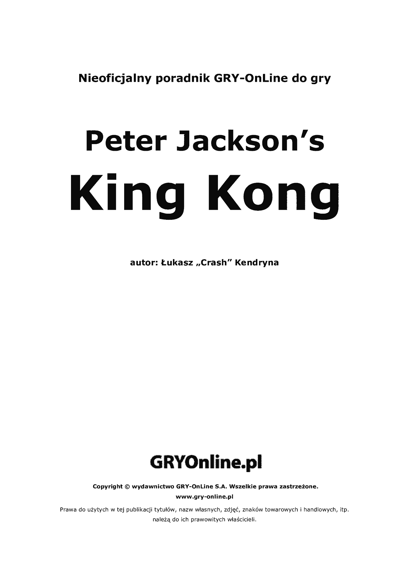 Fragment „Peter Jackson's King Kong - poradnik do gry” — strona 2 z 8