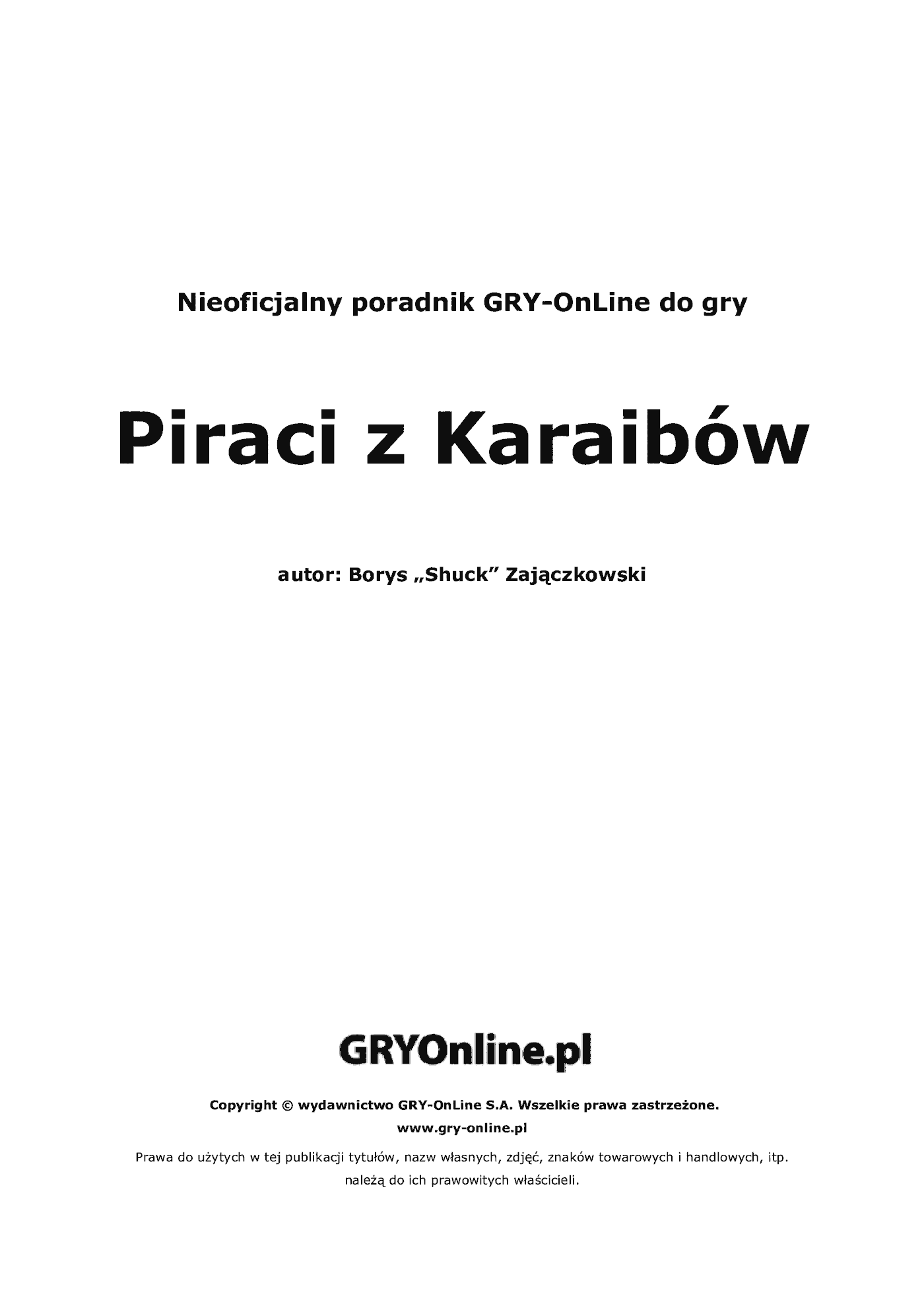 Fragment „Piraci z Karaibów - poradnik do gry” — strona 2 z 8