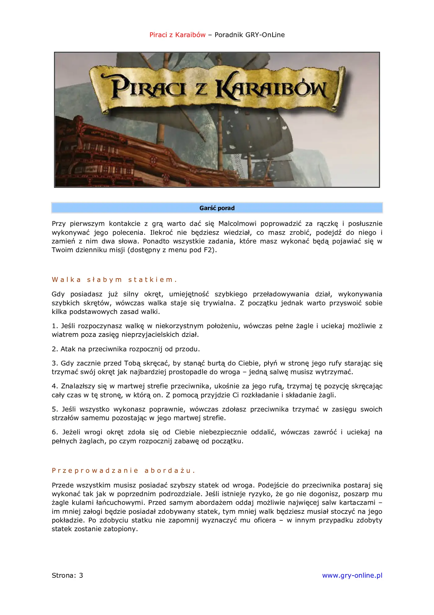 Fragment „Piraci z Karaibów - poradnik do gry” — strona 4 z 8
