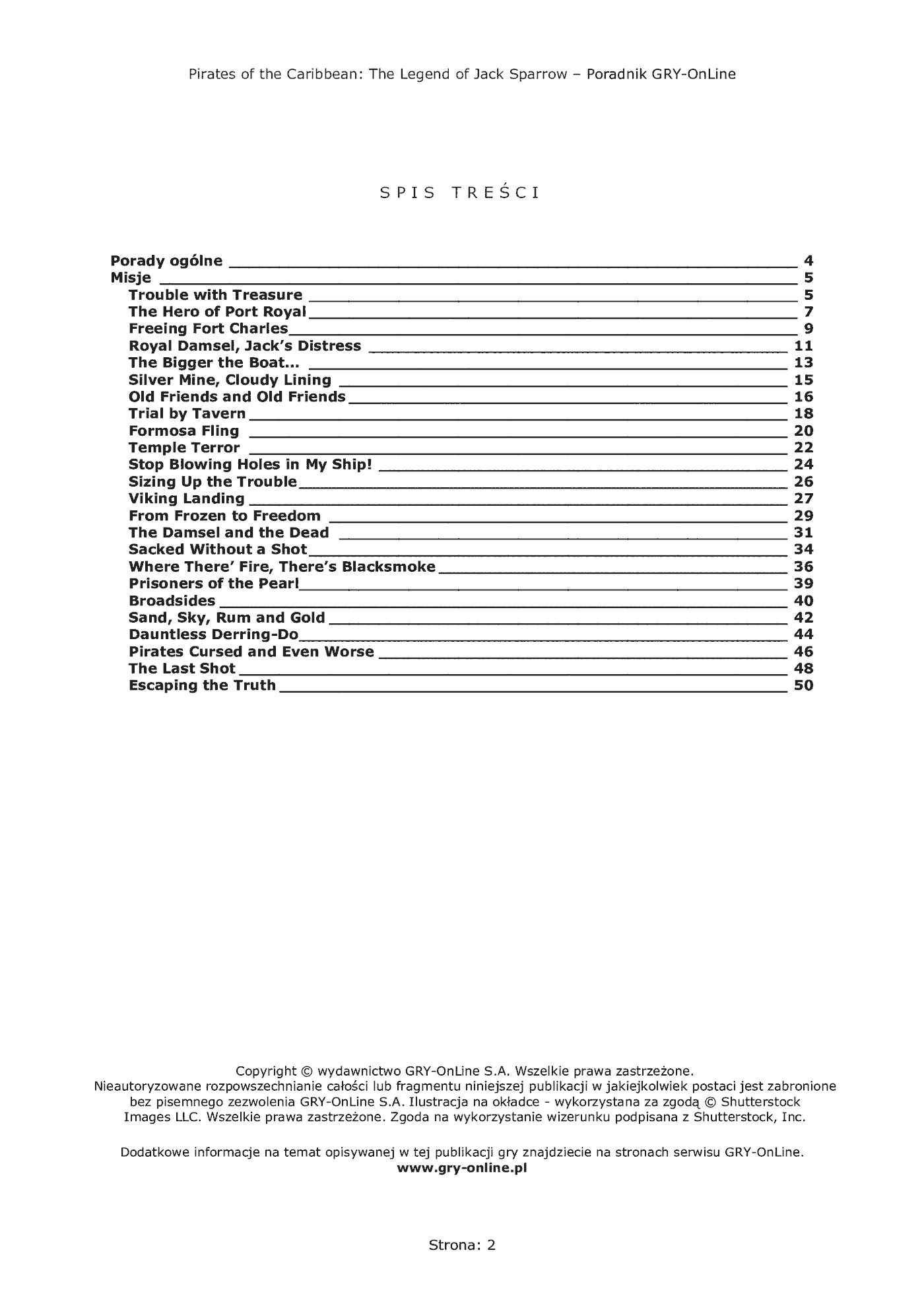 Fragment „Pirates of the Caribbean: The Legend of Jack Sparrow - poradnik do gry” — strona 3 z 8