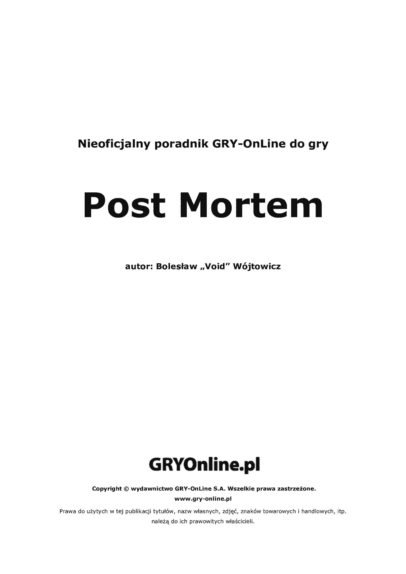 Fragment „Post Mortem - poradnik do gry” — strona 2 z 8