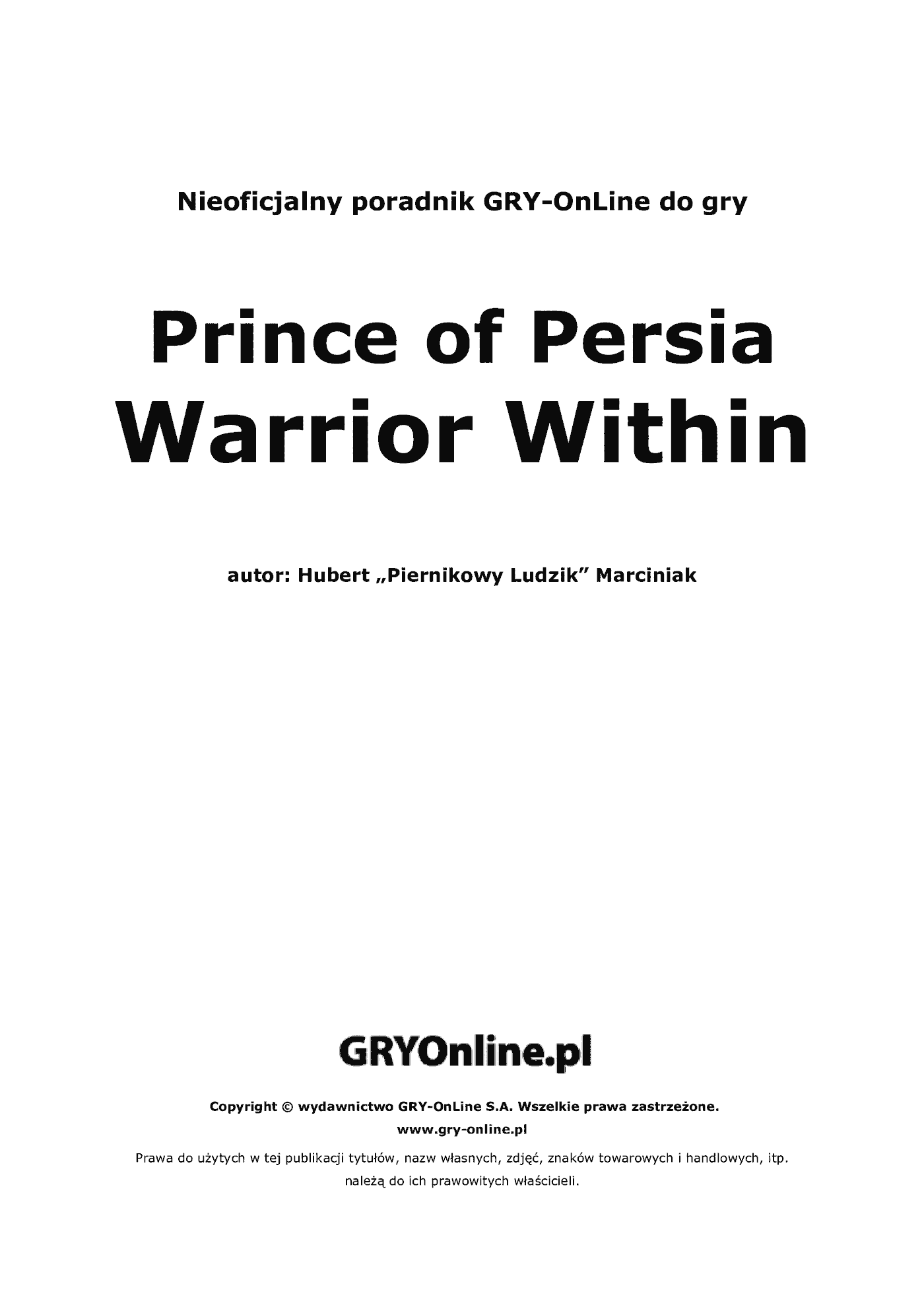 Fragment „Prince of Persia: Dusza Wojownika - poradnik do gry” — strona 2 z 8