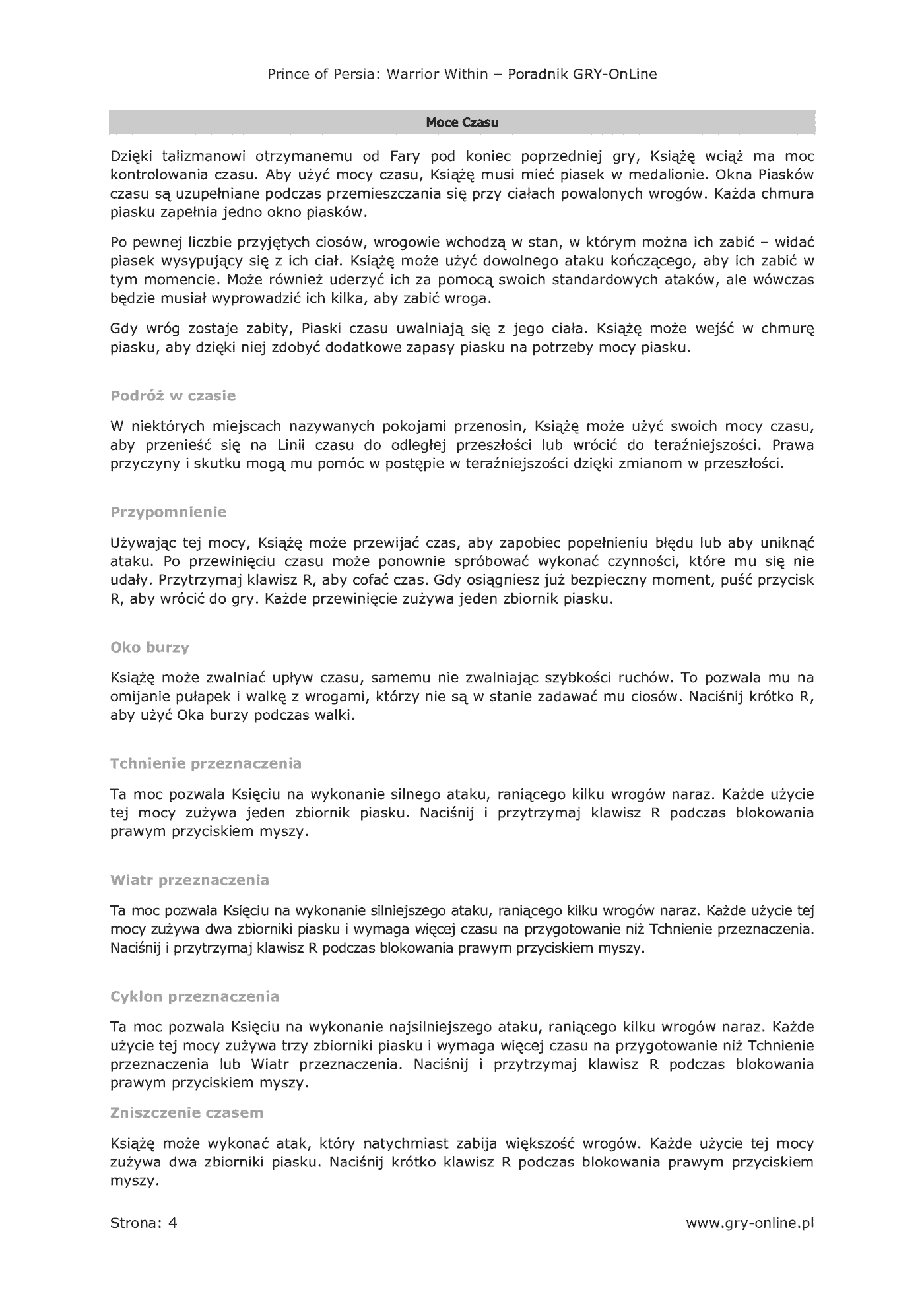 Fragment „Prince of Persia: Dusza Wojownika - poradnik do gry” — strona 5 z 8