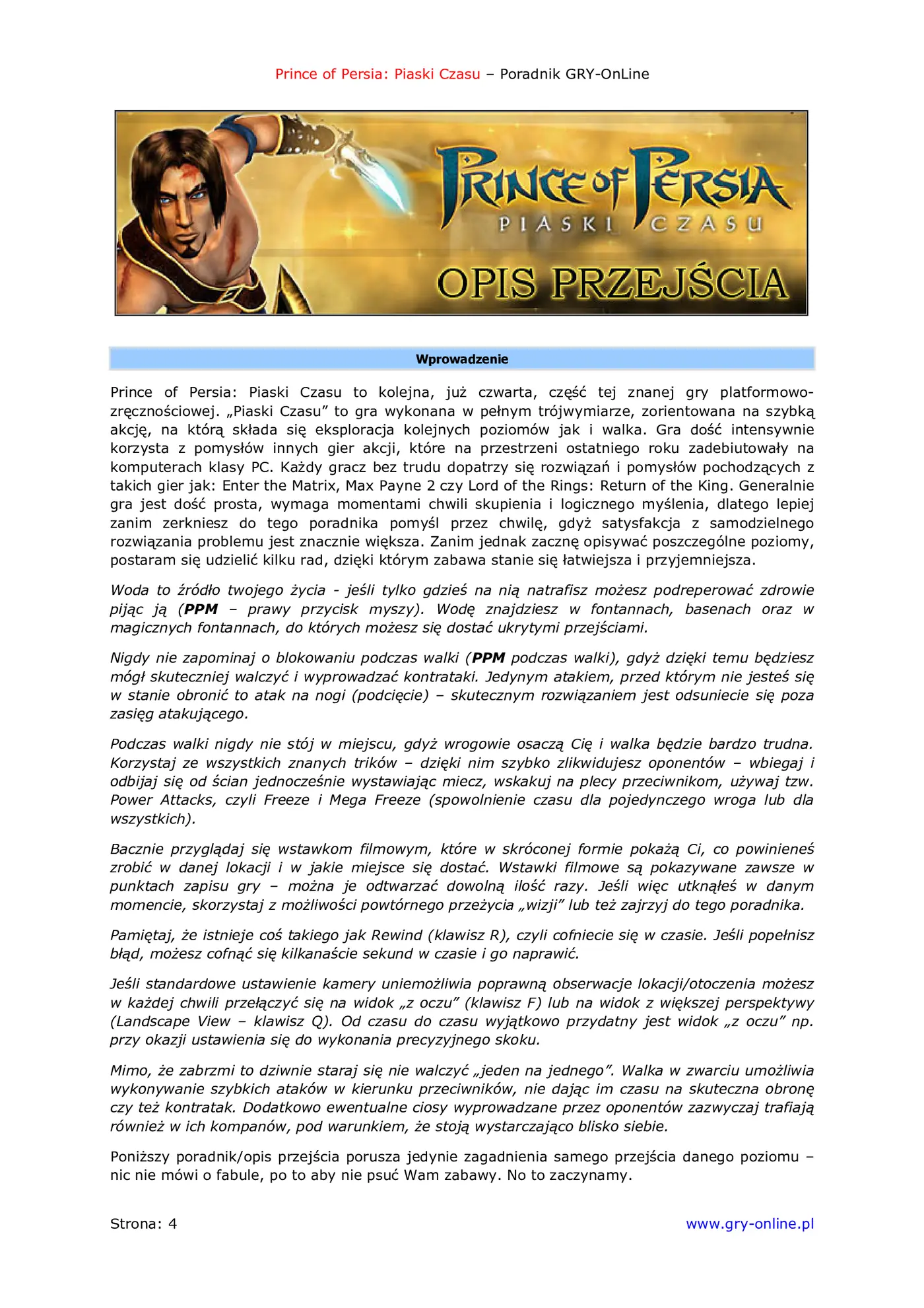 Fragment „Prince of Persia: Piaski Czasu - poradnik do gry” — strona 5 z 8