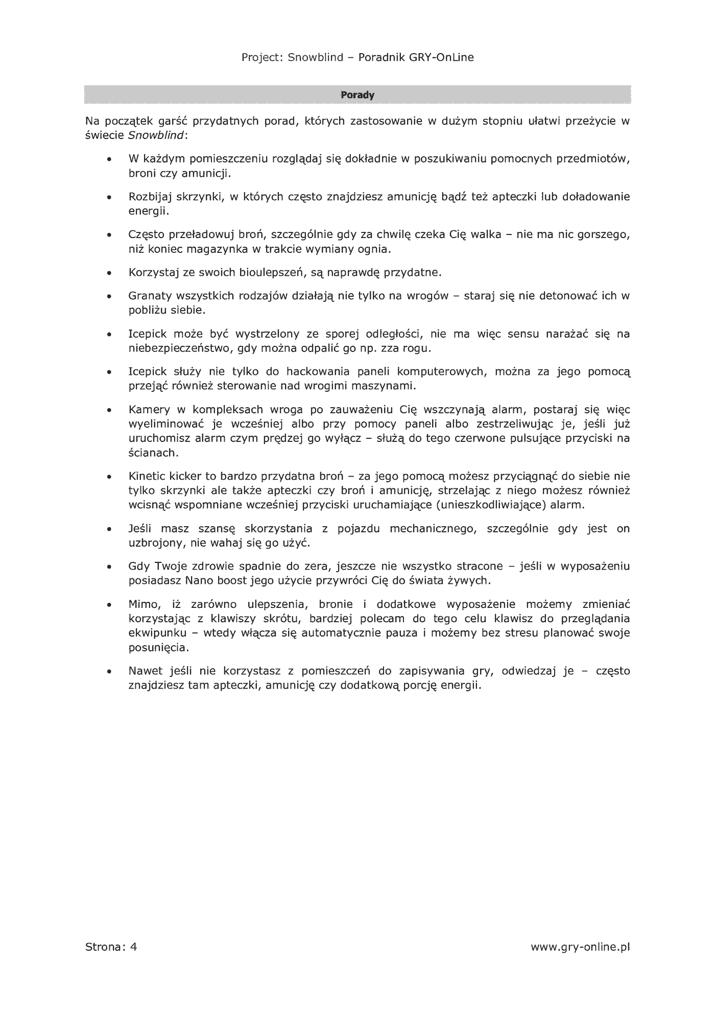 Fragment „Project: Snowblind - poradnik do gry” — strona 5 z 8