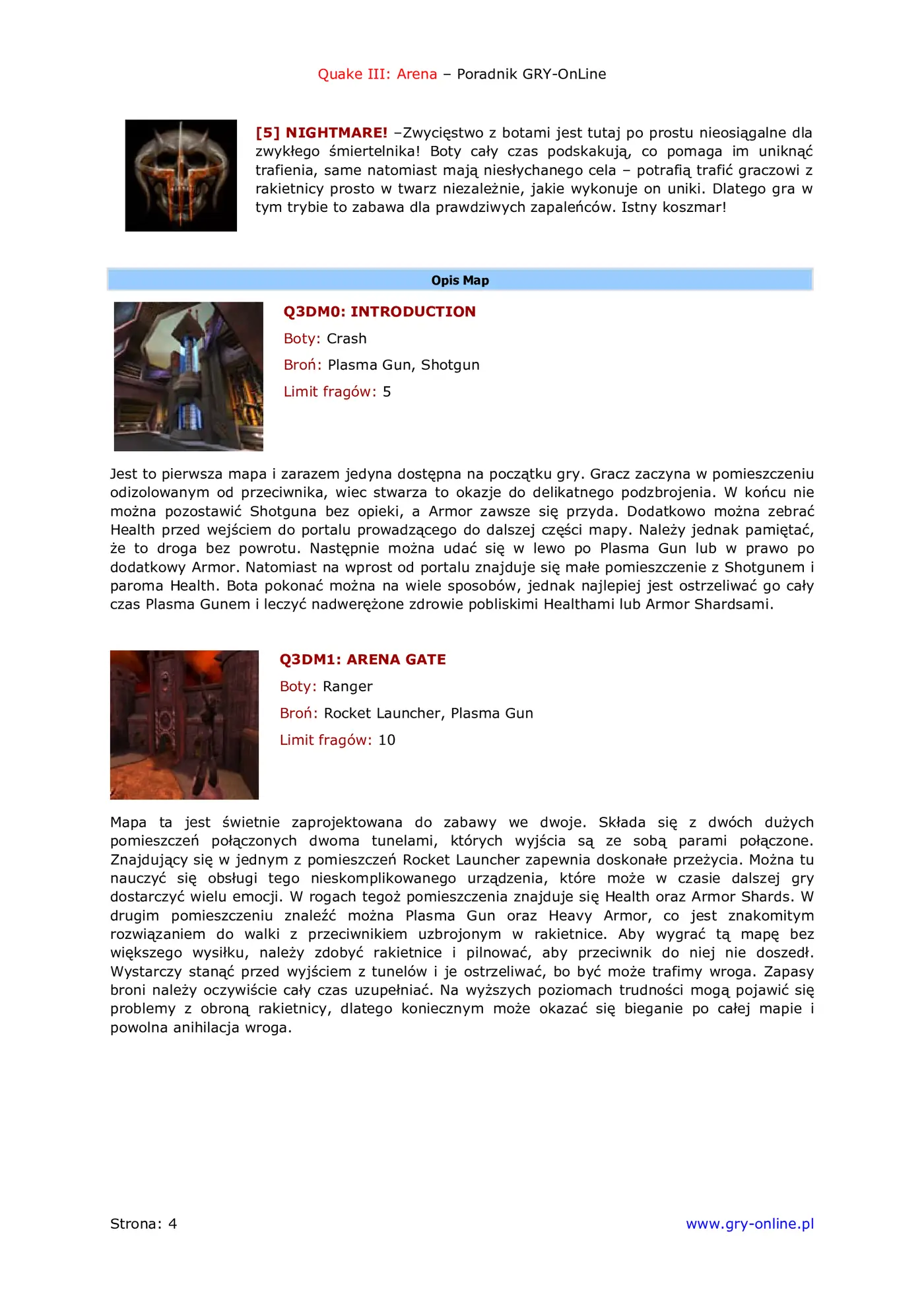 Fragment „Quake III: Arena - poradnik do gry” — strona 5 z 8