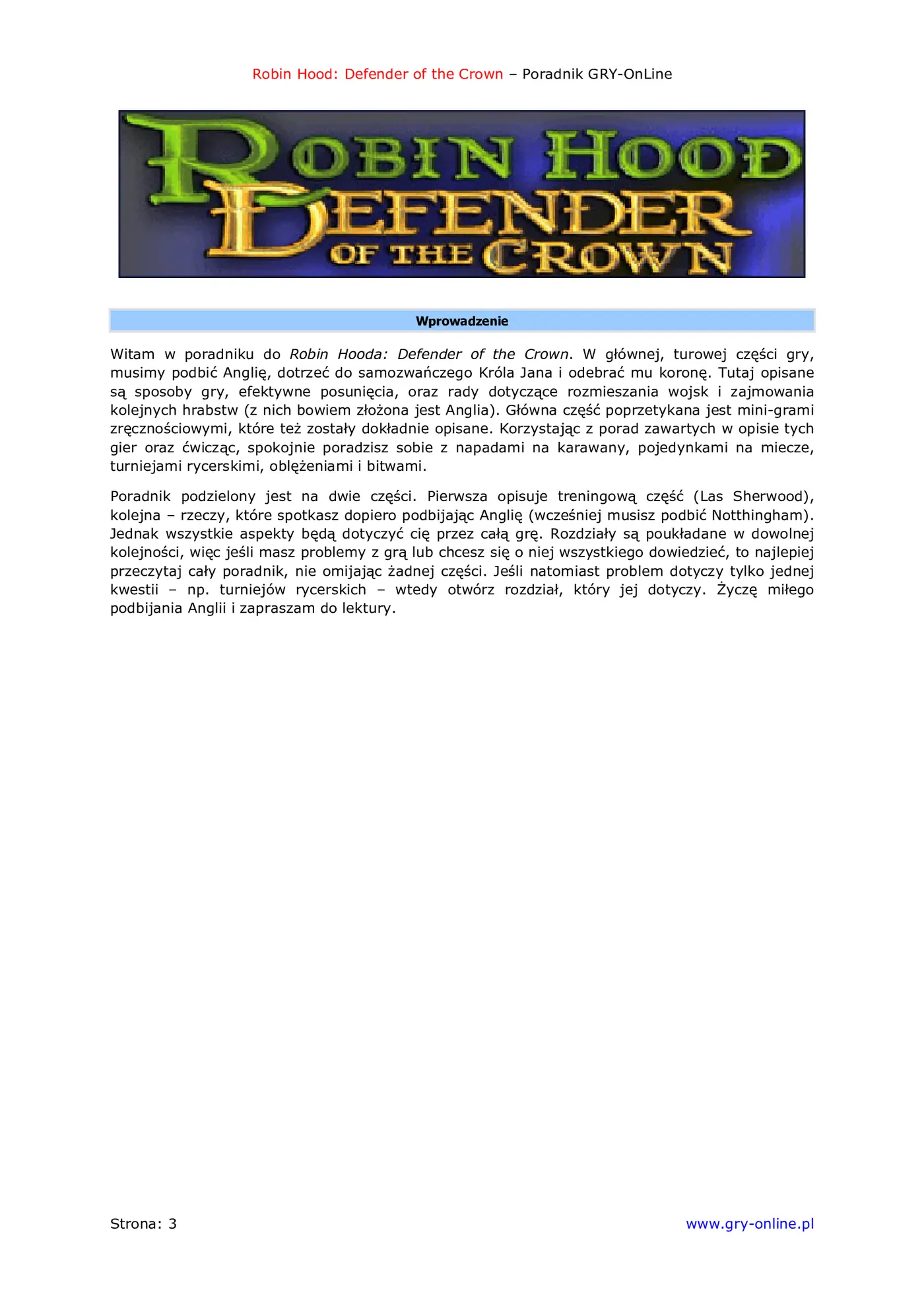 Fragment „Robin Hood: Defender of the Crown - poradnik do gry” — strona 4 z 8