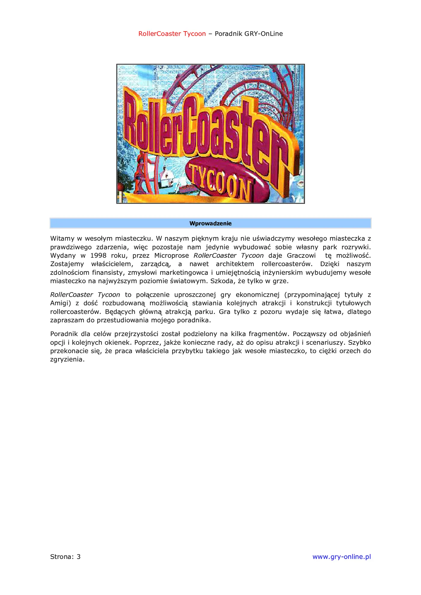 Fragment „RollerCoaster Tycoon - poradnik do gry” — strona 4 z 8