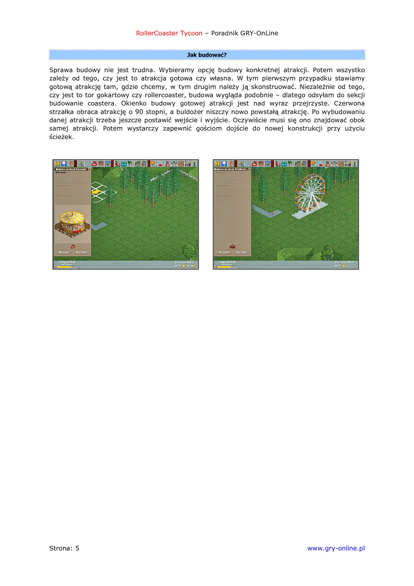 Fragment „RollerCoaster Tycoon - poradnik do gry” — strona 6 z 8