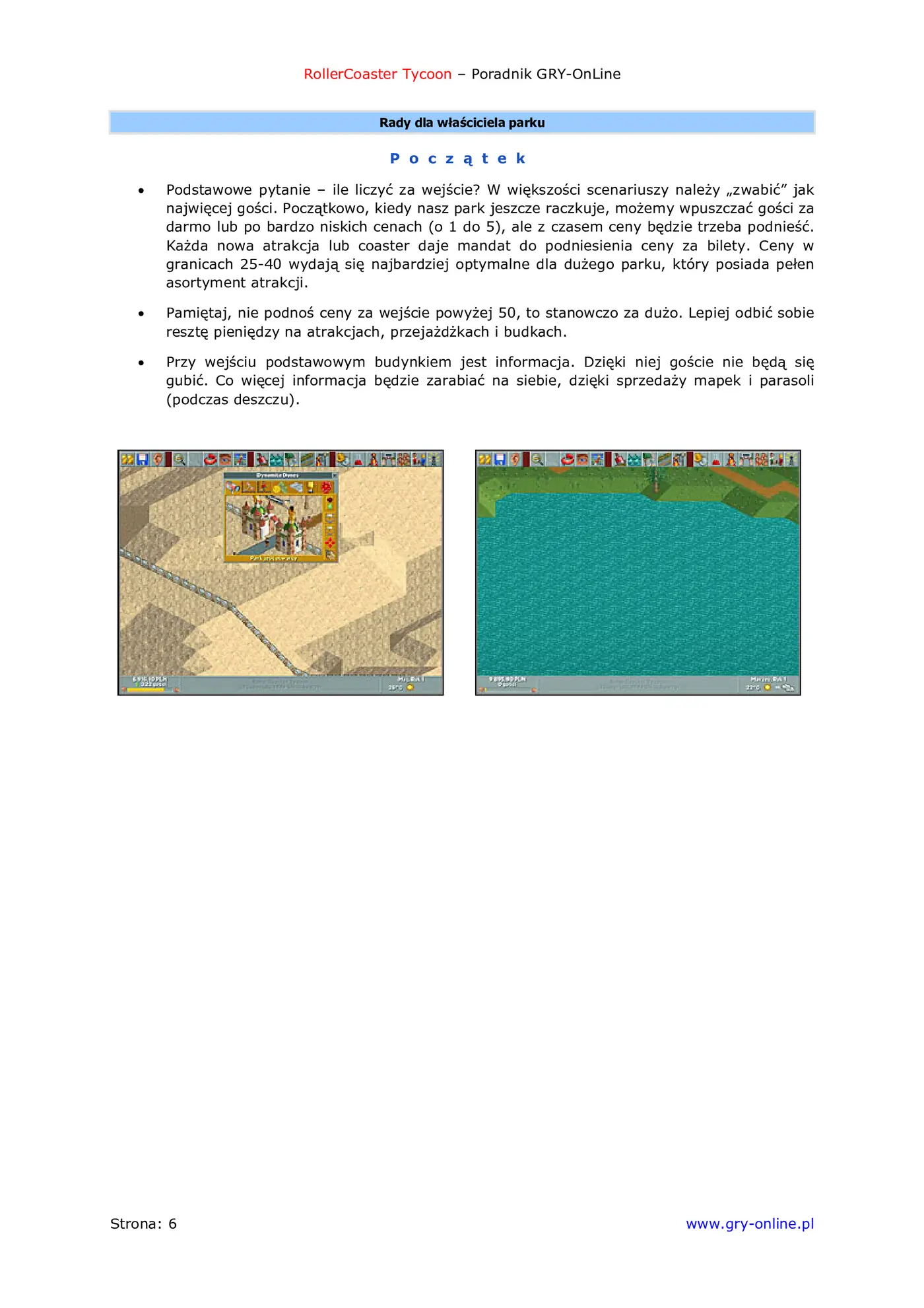 Fragment „RollerCoaster Tycoon - poradnik do gry” — strona 7 z 8