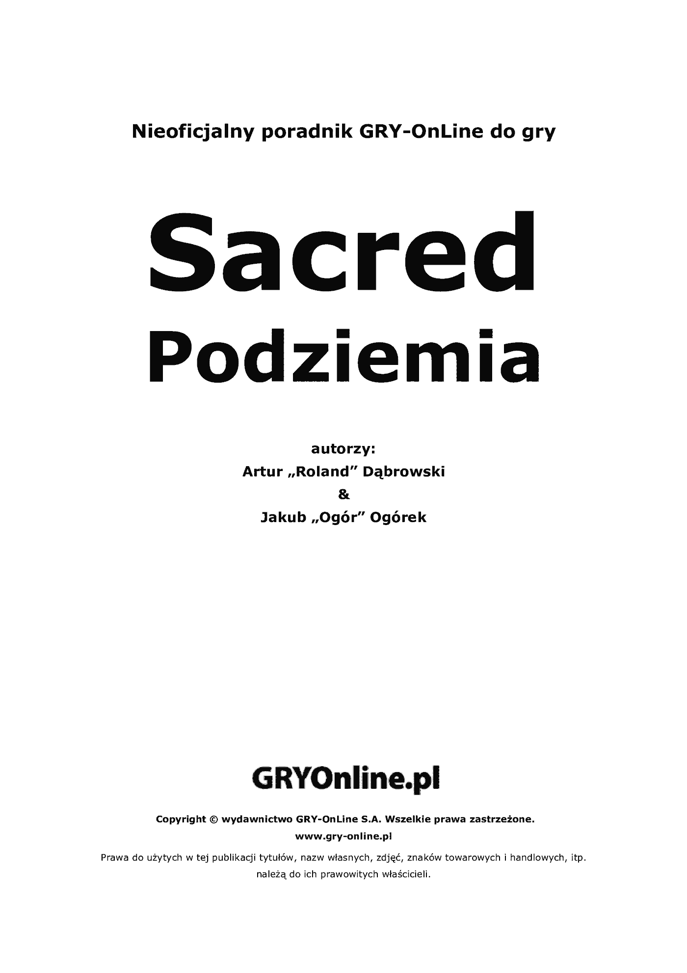 Fragment „Sacred: Podziemia - poradnik do gry” — strona 2 z 8