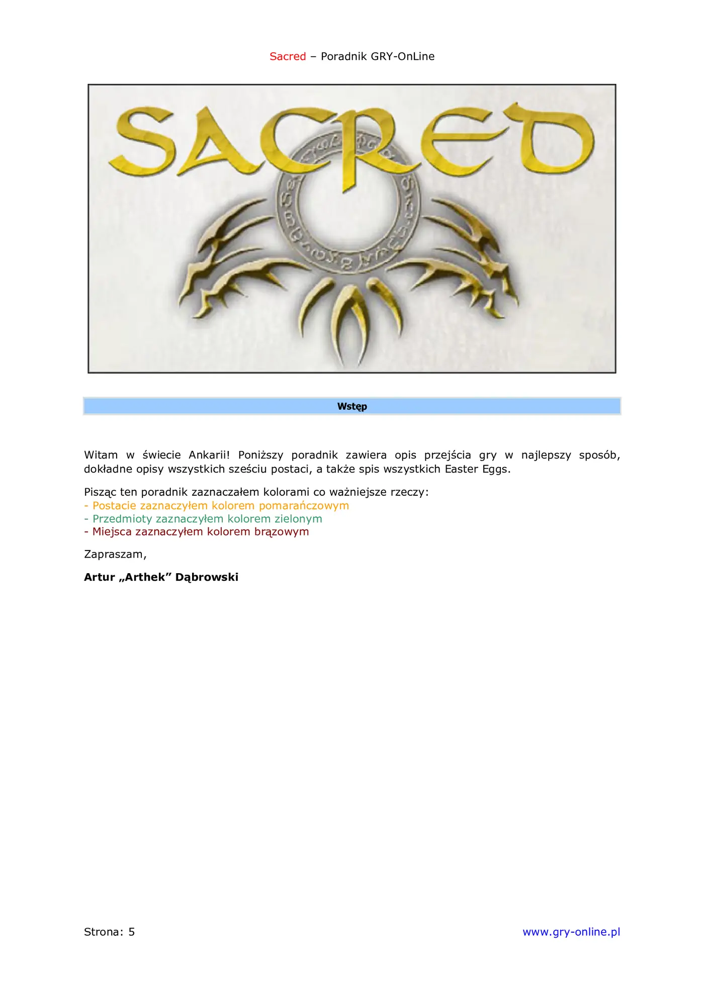 Fragment „Sacred - poradnik do gry” — strona 6 z 8