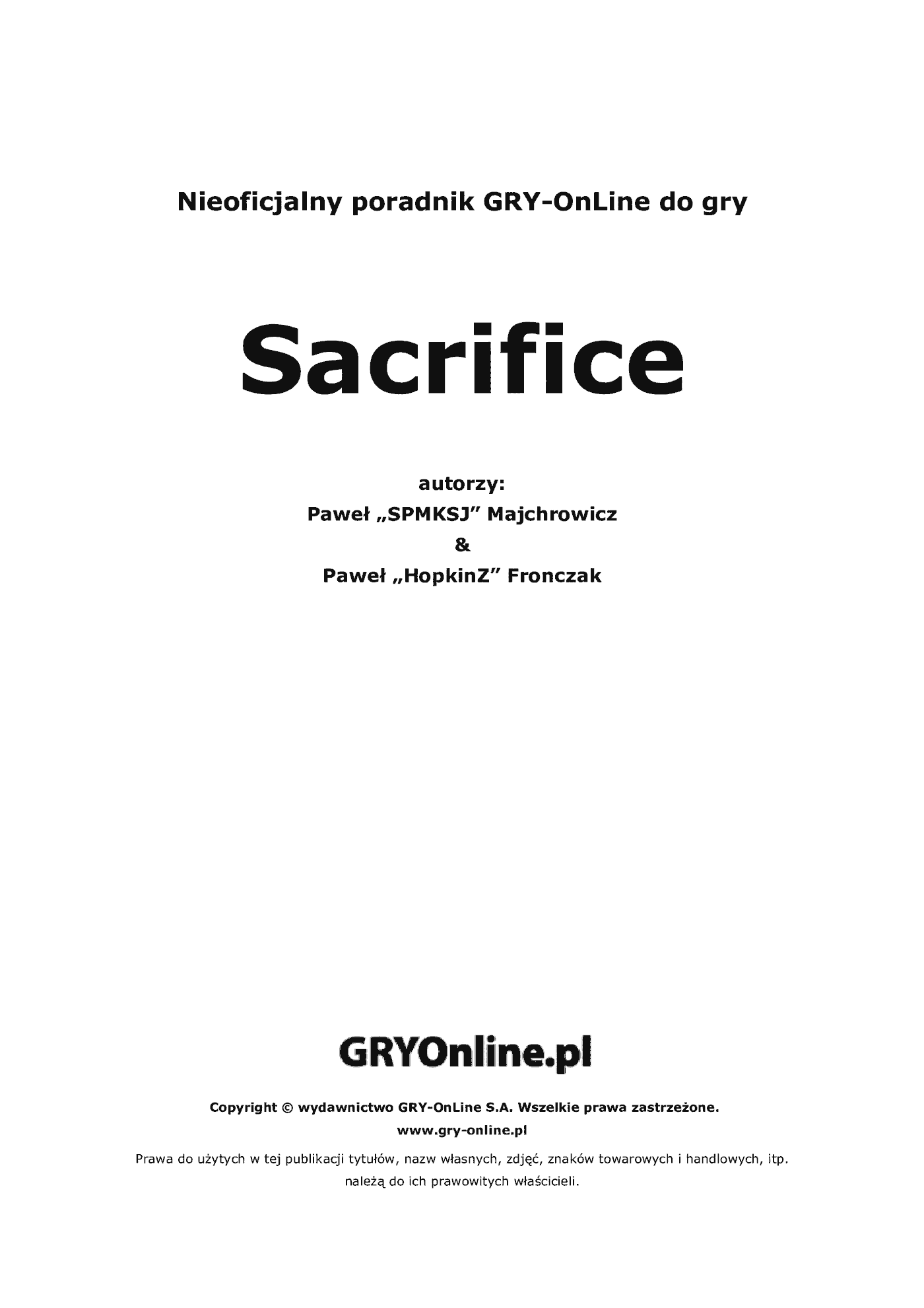 Fragment „Sacrifice - poradnik do gry” — strona 2 z 8