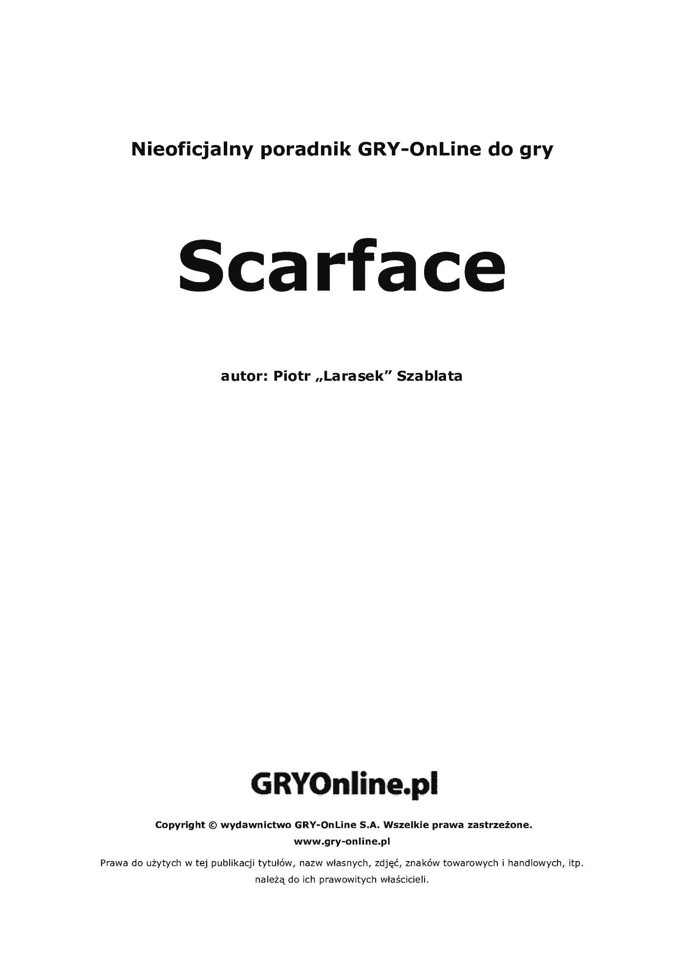 Fragment „Scarface: Człowiek z Blizną - poradnik do gry” — strona 2 z 8