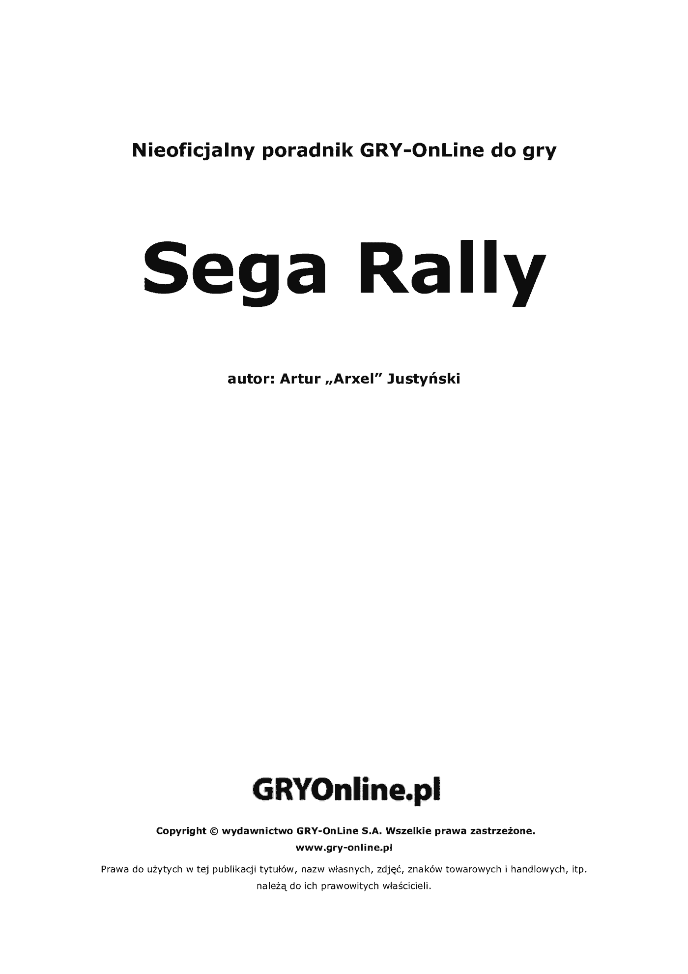 Fragment „Sega Rally - poradnik do gry” — strona 2 z 8