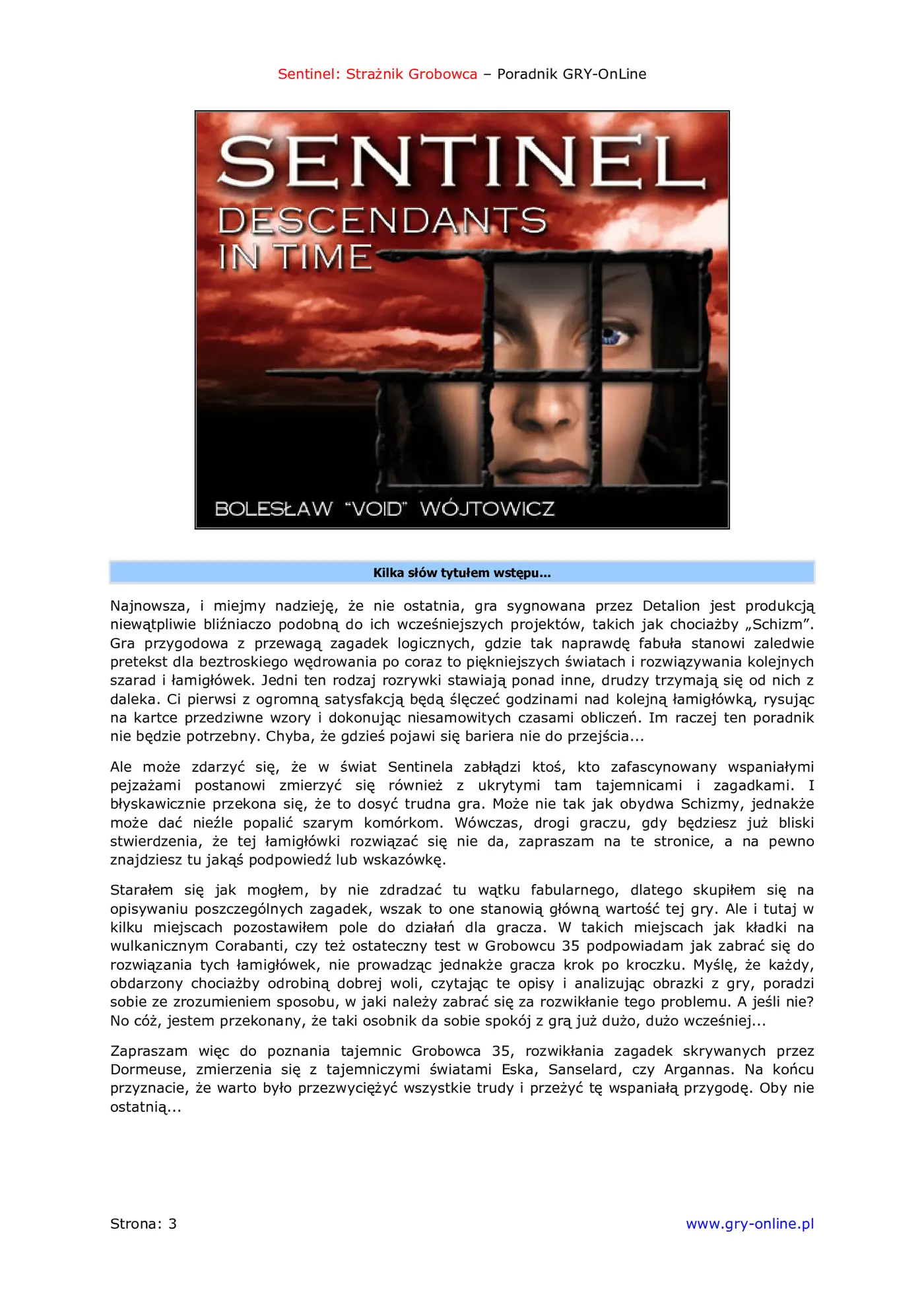 Fragment „Sentinel: Strażnik Grobowca - poradnik do gry” — strona 4 z 8