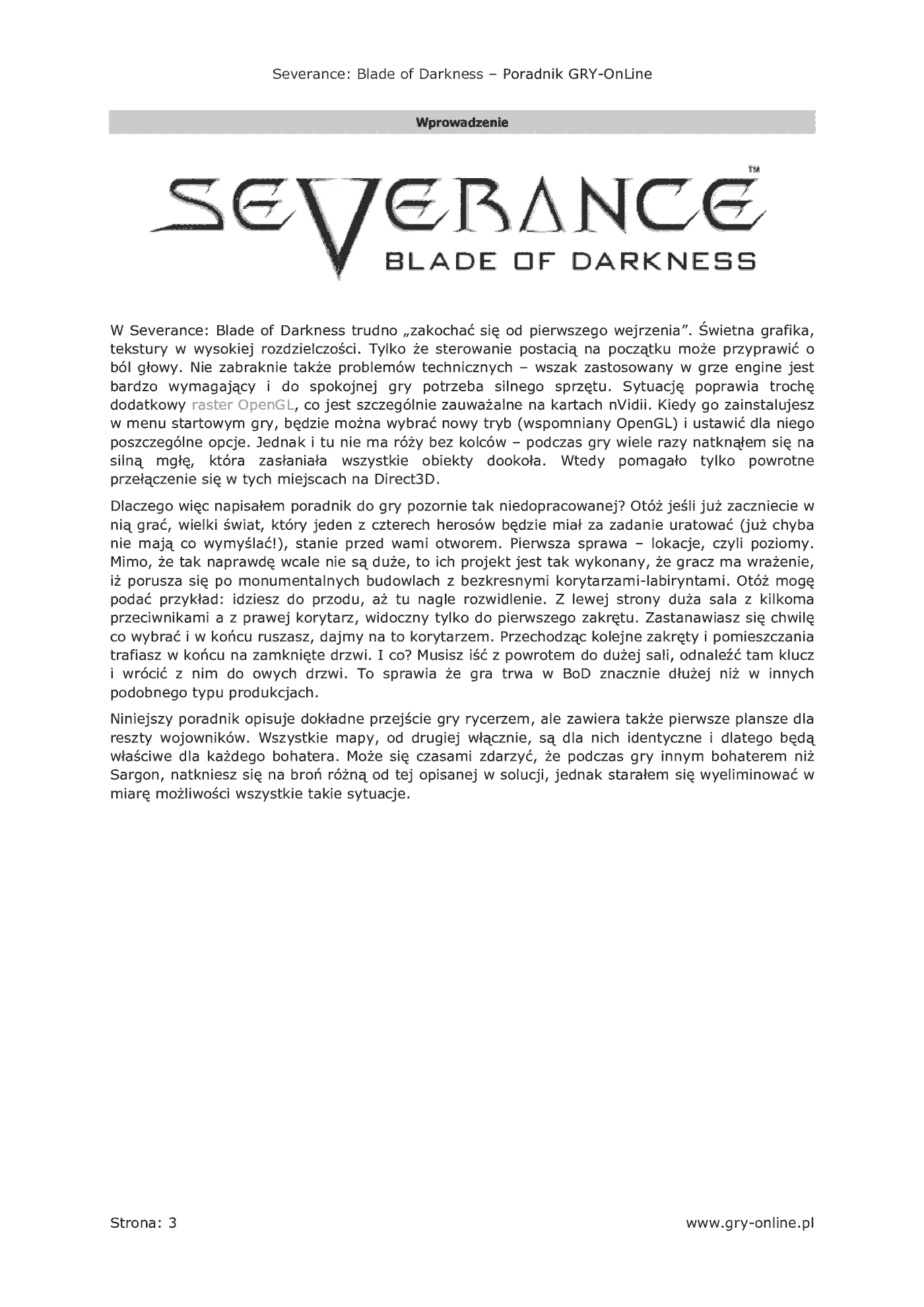 Fragment „Severance: Blade of Darkness - poradnik do gry” — strona 4 z 8