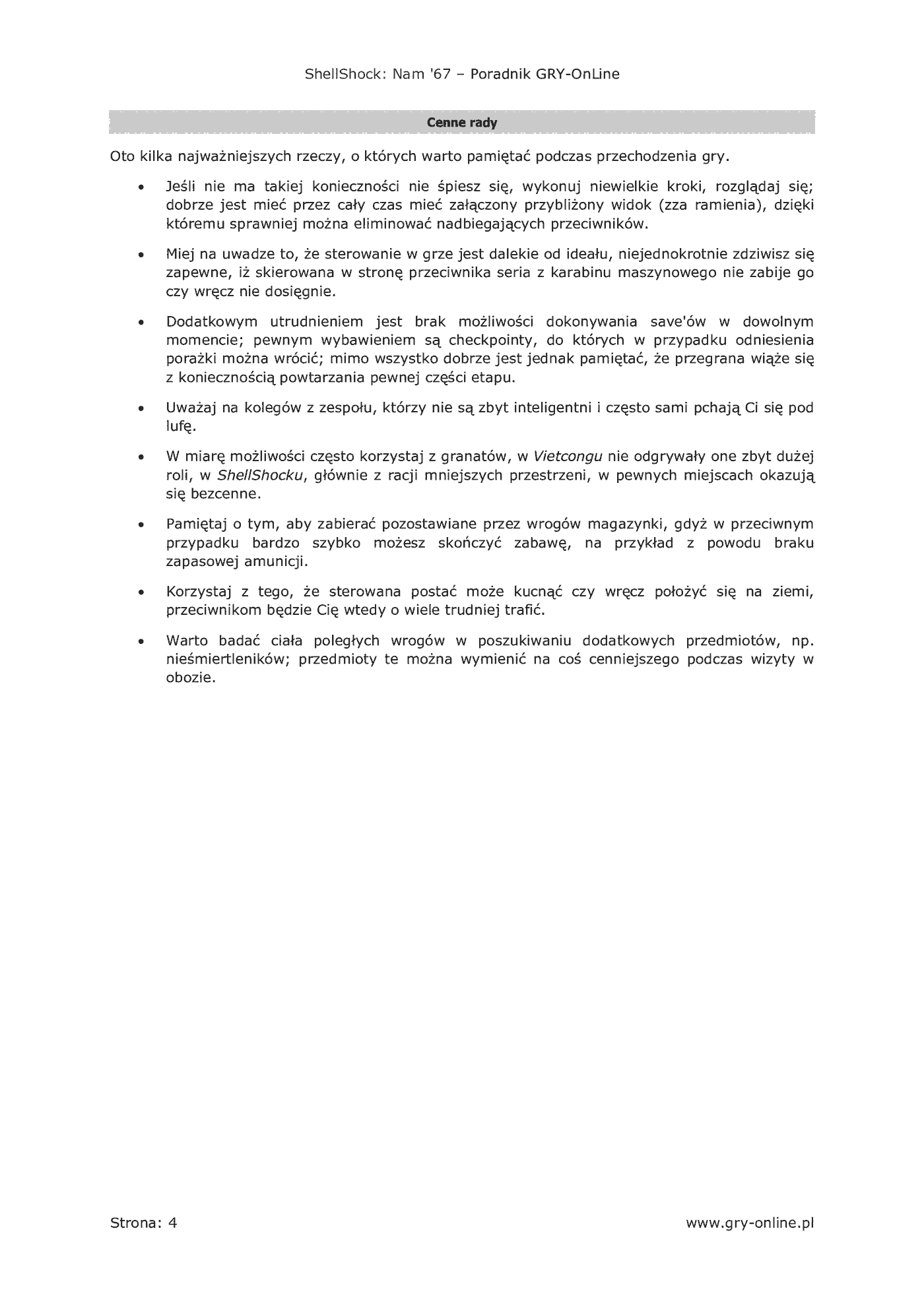 Fragment „ShellShock: Nam '67 - poradnik do gry” — strona 5 z 8
