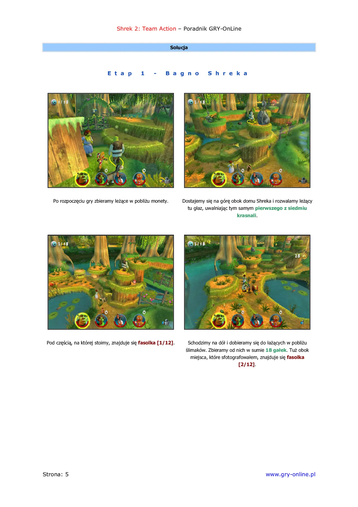 Fragment „Shrek 2: Team Action - poradnik do gry” — strona 6 z 8