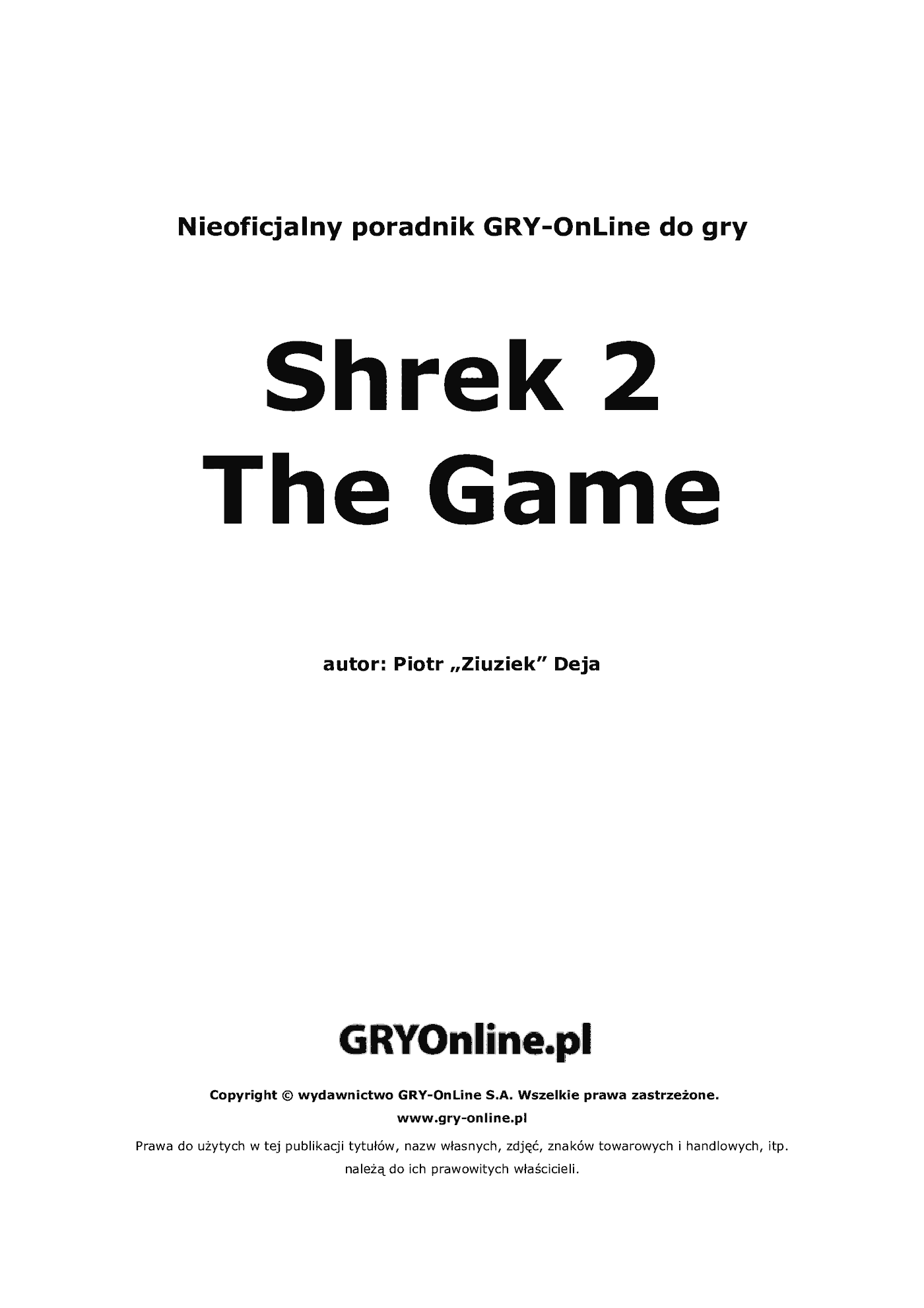 Fragment „Shrek 2: The Game - poradnik do gry” — strona 2 z 8