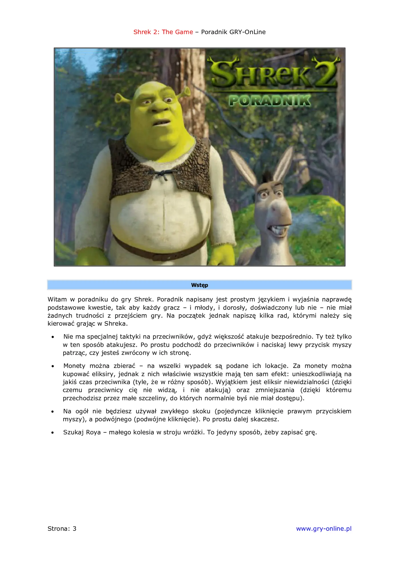 Fragment „Shrek 2: The Game - poradnik do gry” — strona 4 z 8