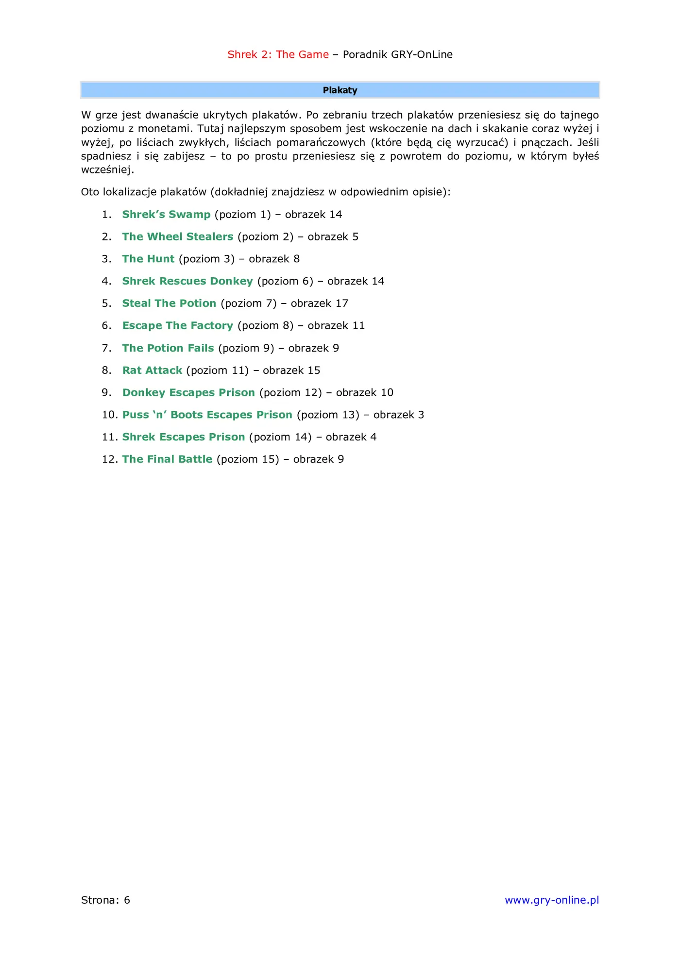 Fragment „Shrek 2: The Game - poradnik do gry” — strona 7 z 8