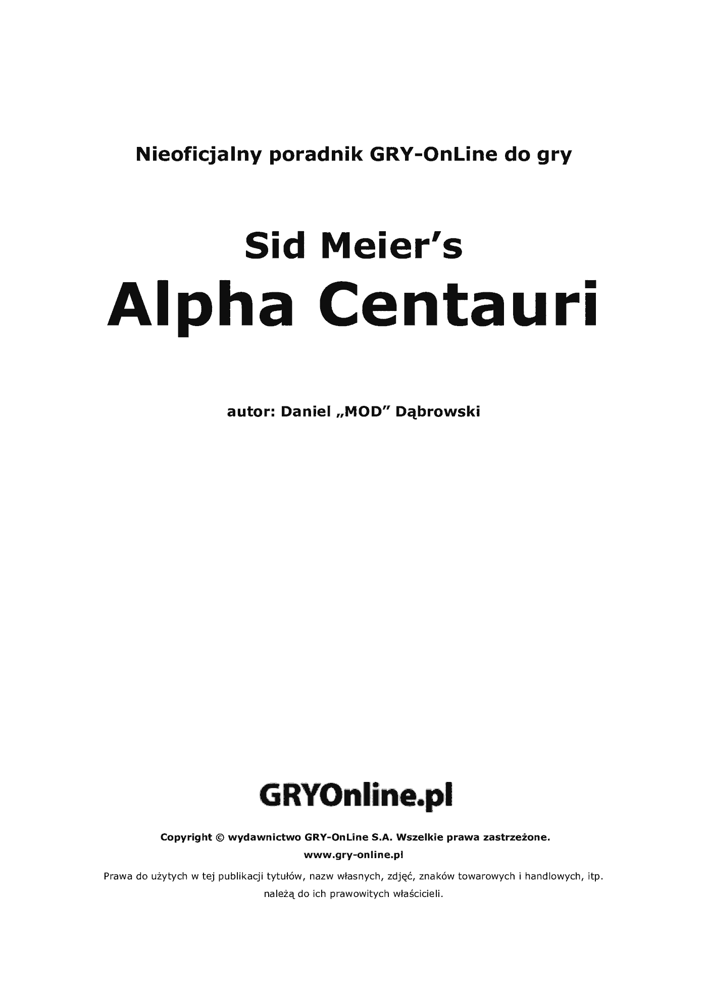 Fragment „Sid Meier's Alpha Centauri - poradnik do gry” — strona 2 z 8