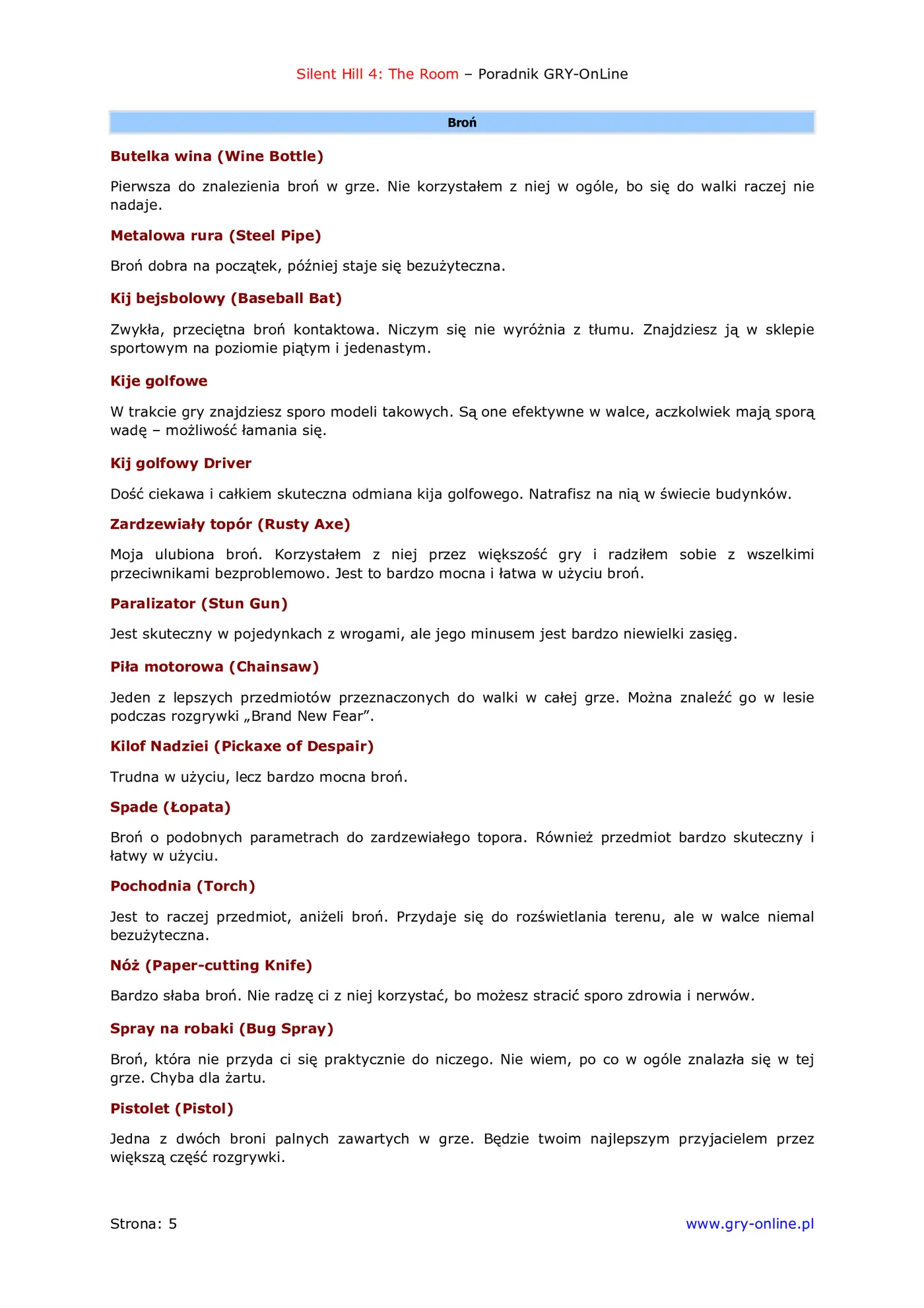Fragment „Silent Hill 4: The Room - poradnik do gry” — strona 6 z 8