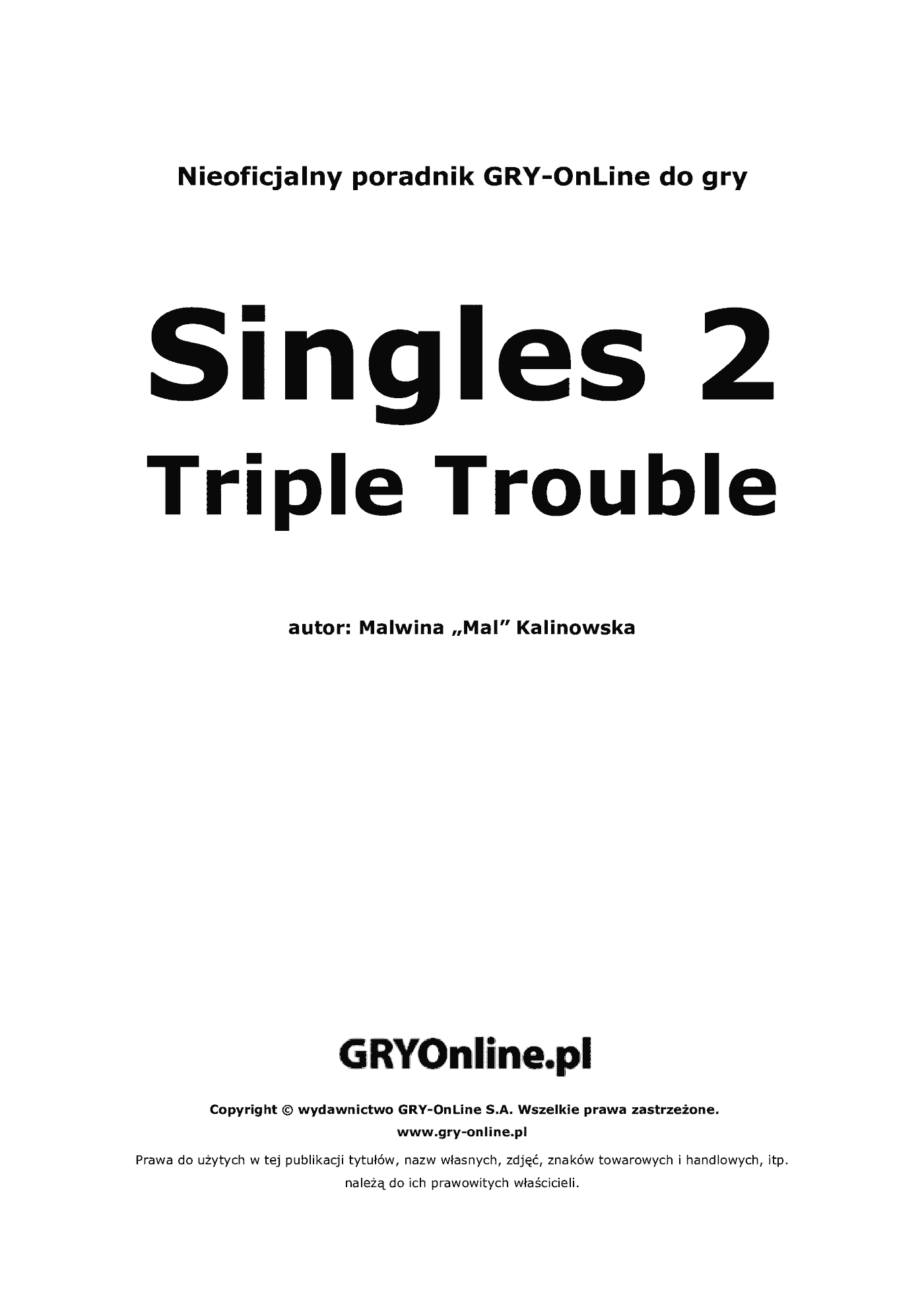Fragment „Singles 2: Triple Trouble - poradnik do gry” — strona 2 z 8