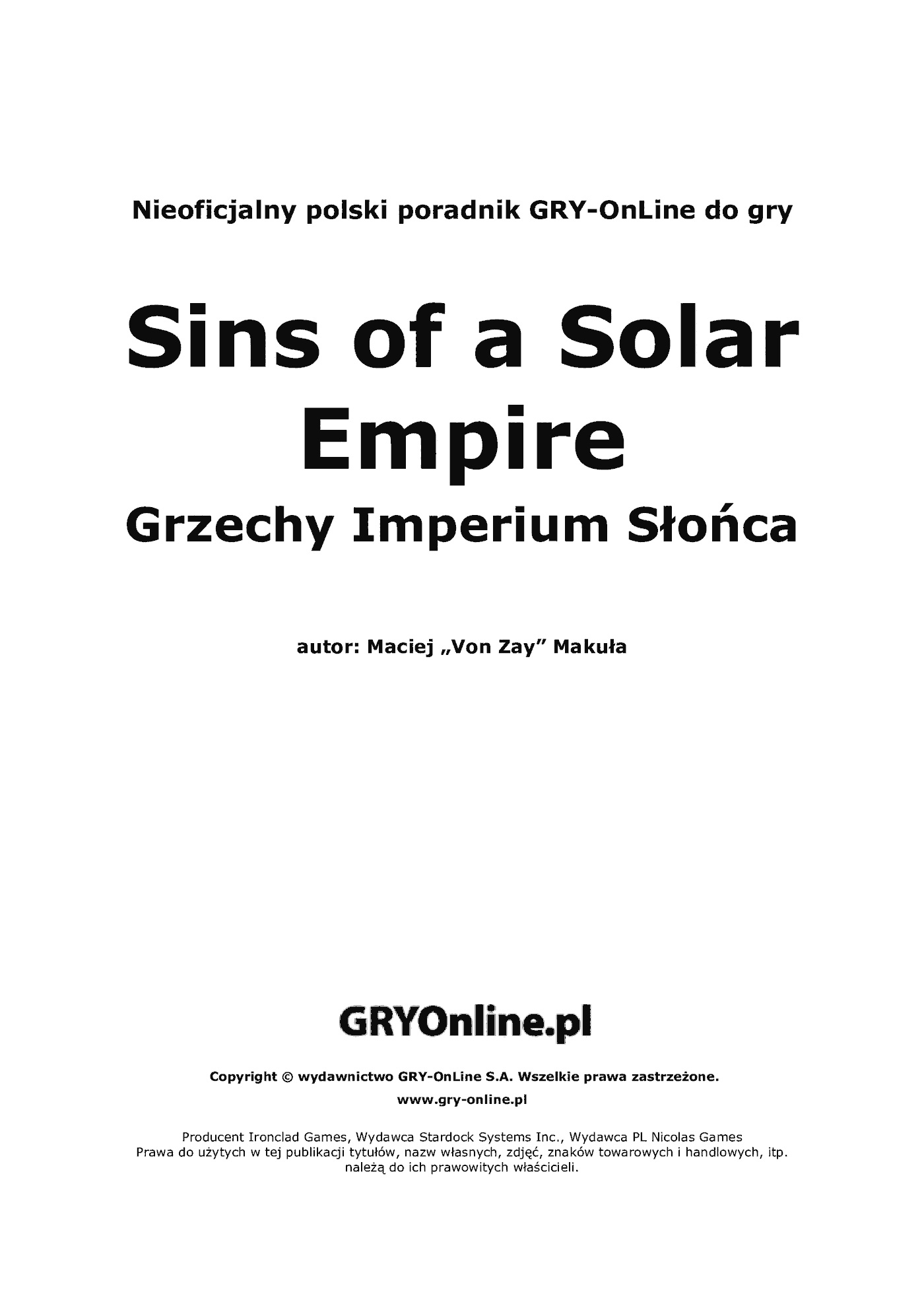 Fragment „Sins of a Solar Empire: Grzechy Imperium Słońca - poradnik do gry” — strona 2 z 8