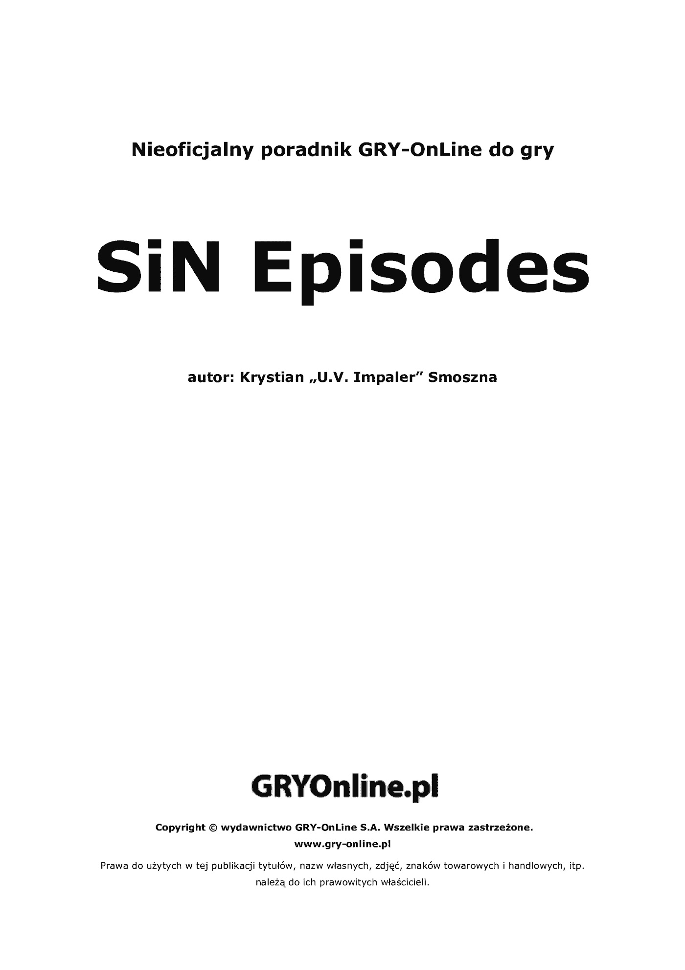 Fragment „SiN Episodes: Emergence - poradnik do gry” — strona 2 z 8