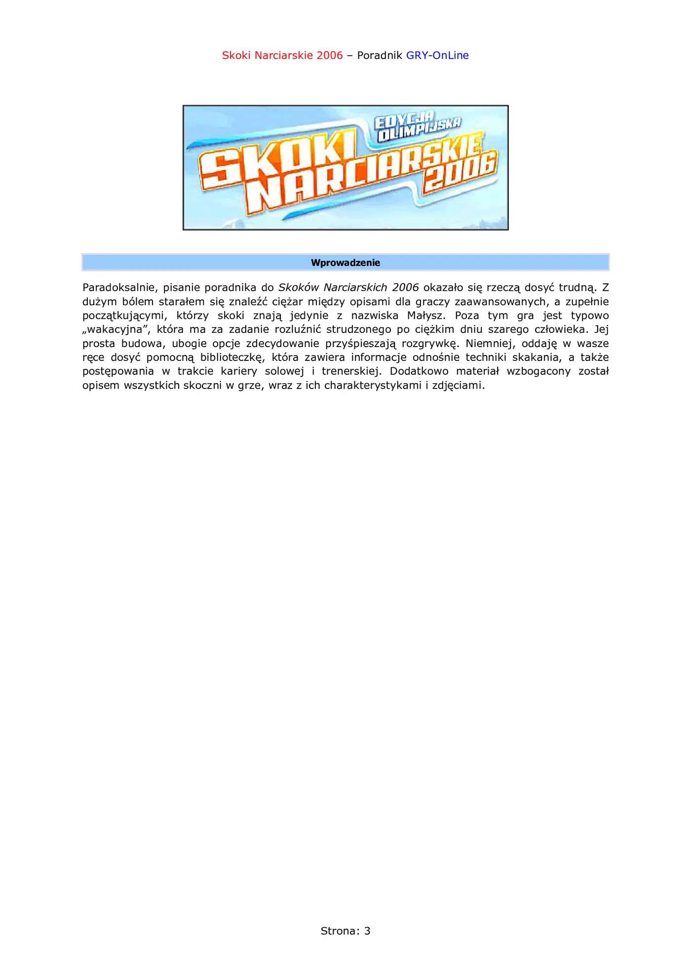 Fragment „Skoki narciarskie 2006 - poradnik do gry” — strona 4 z 8