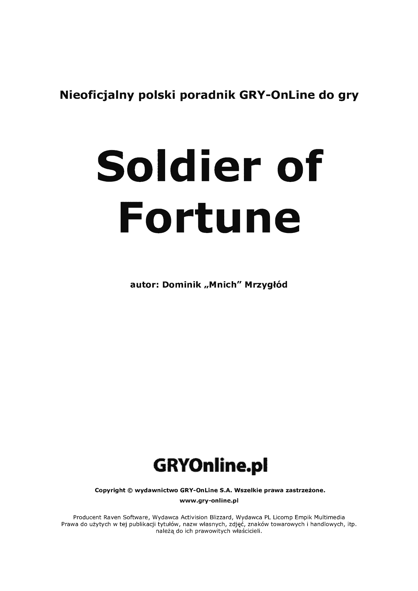 Fragment „Soldier of Fortune - poradnik do gry” — strona 2 z 8