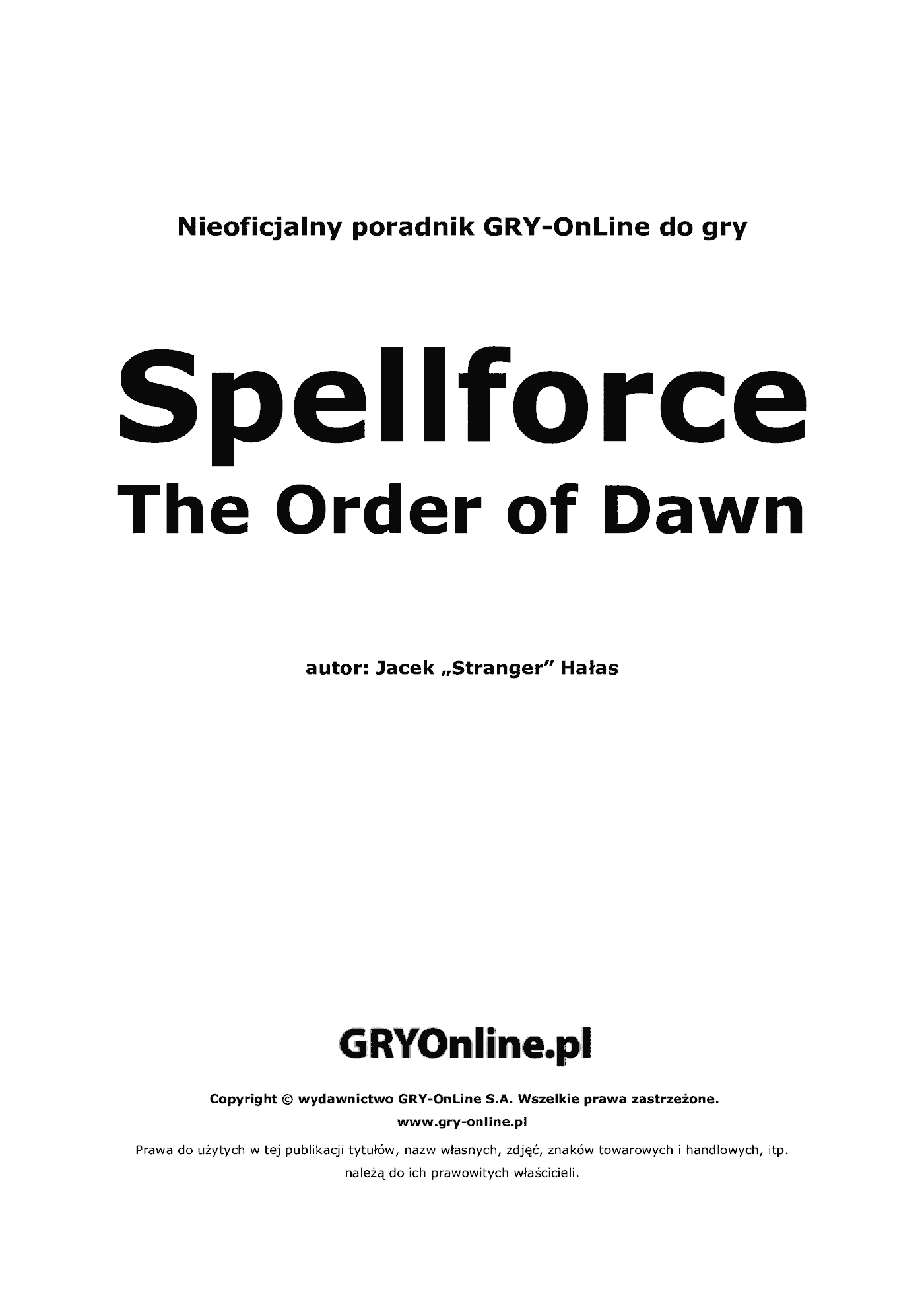 Fragment „SpellForce: Zakon Świtu - poradnik do gry” — strona 2 z 8