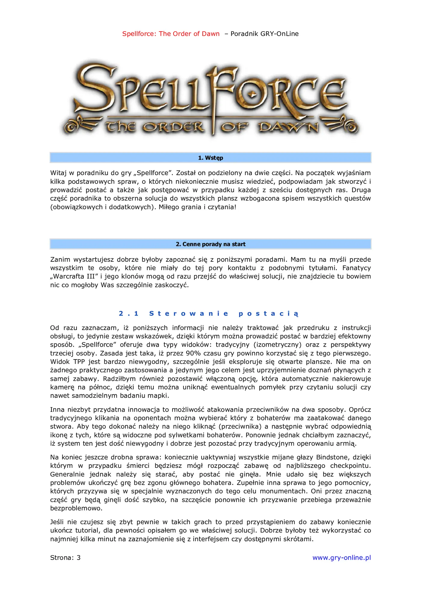 Fragment „SpellForce: Zakon Świtu - poradnik do gry” — strona 4 z 8