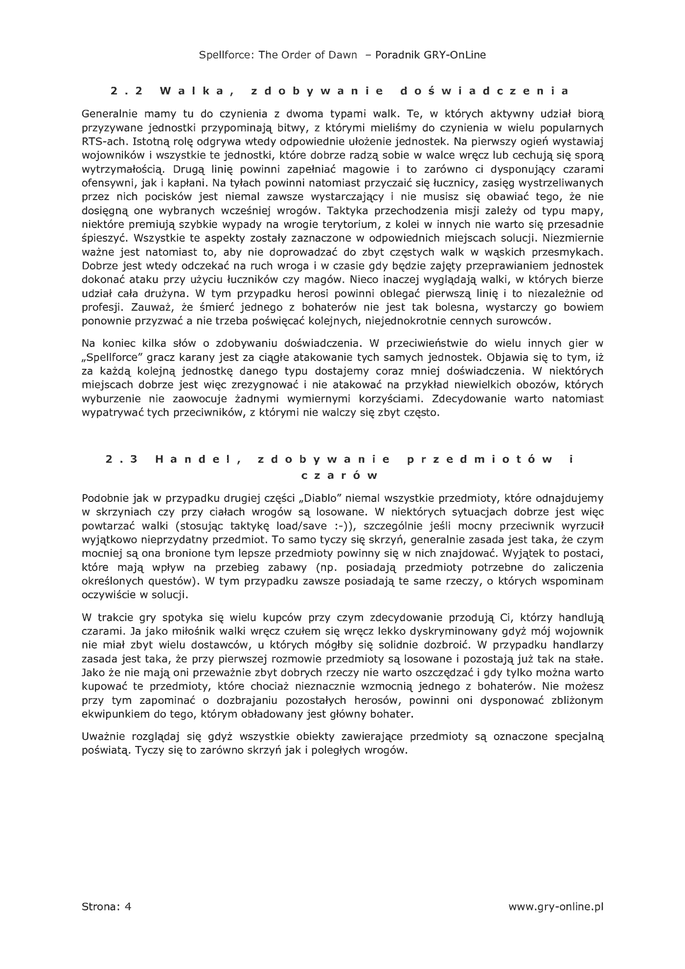 Fragment „SpellForce: Zakon Świtu - poradnik do gry” — strona 5 z 8