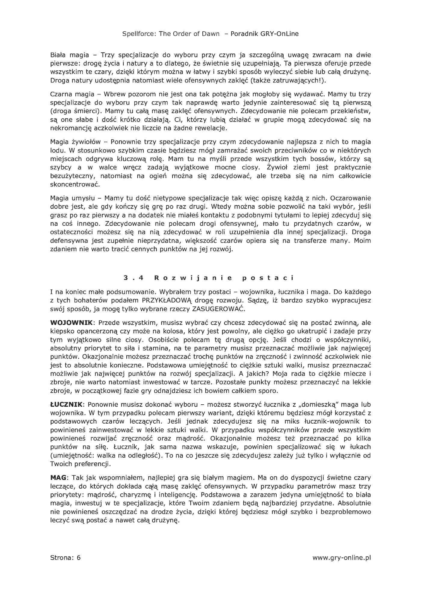 Fragment „SpellForce: Zakon Świtu - poradnik do gry” — strona 7 z 8